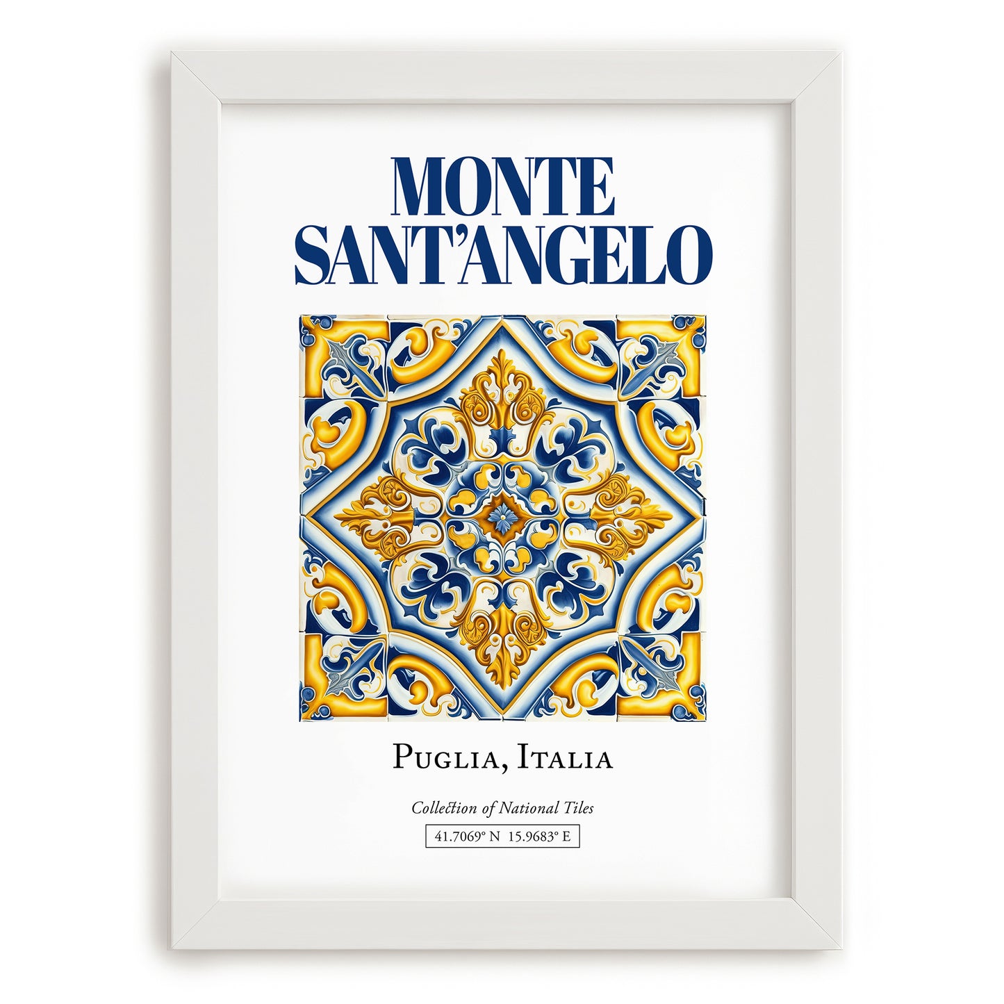 Monte Sant'Angelo, Italy – Travel Poster, placed in minimal white frame