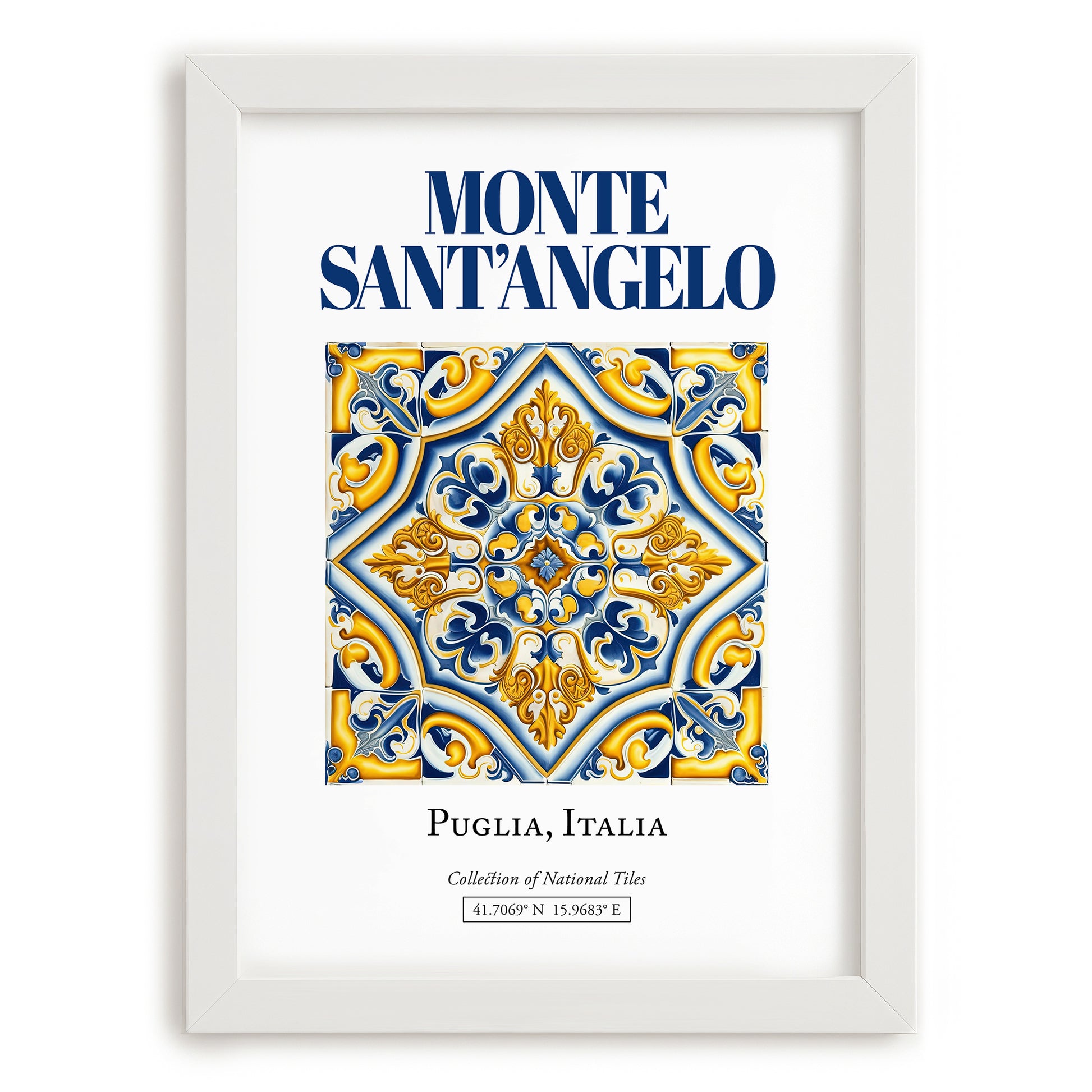 Monte Sant'Angelo, Italy – Travel Poster, placed in minimal white frame