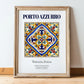 Porto Azzurro, Italy – Travel Poster, in wooden frame leaning on the floor