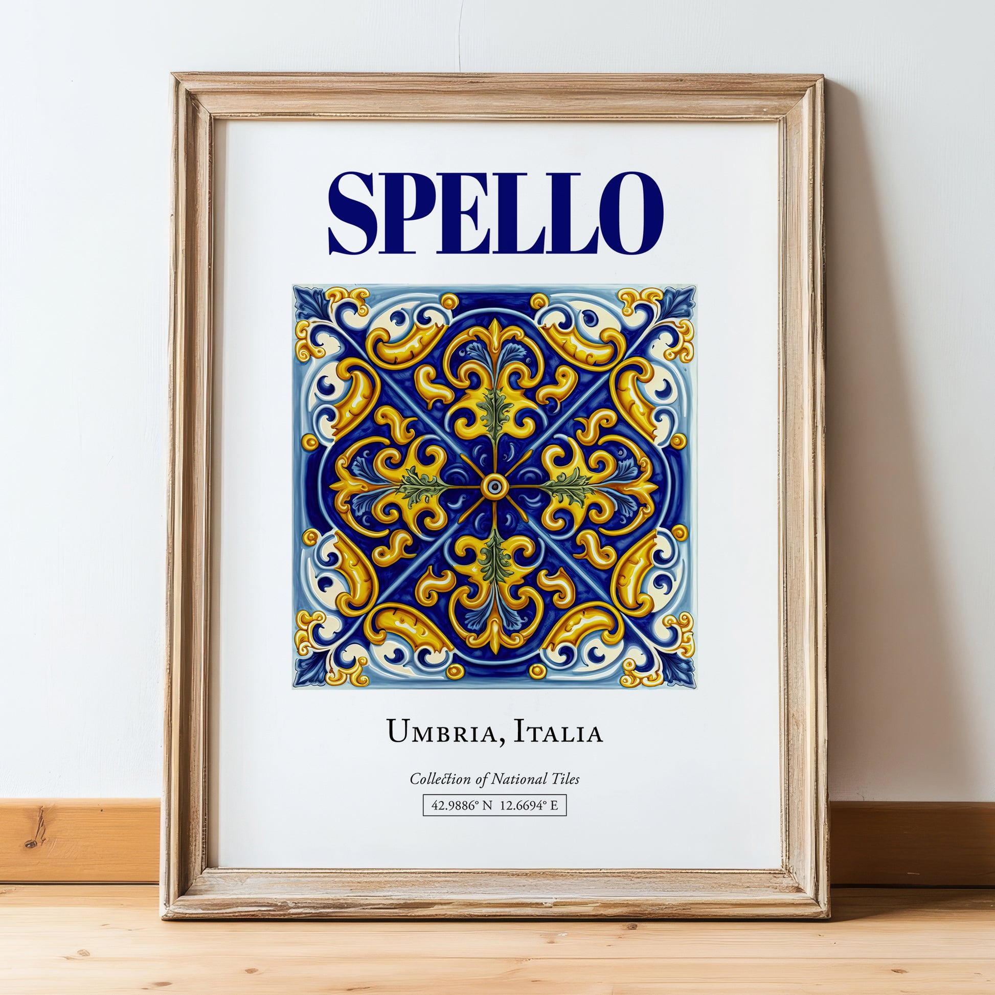 Spello, Italy – Country Culture Poster, in wooden frame leaning on the floor
