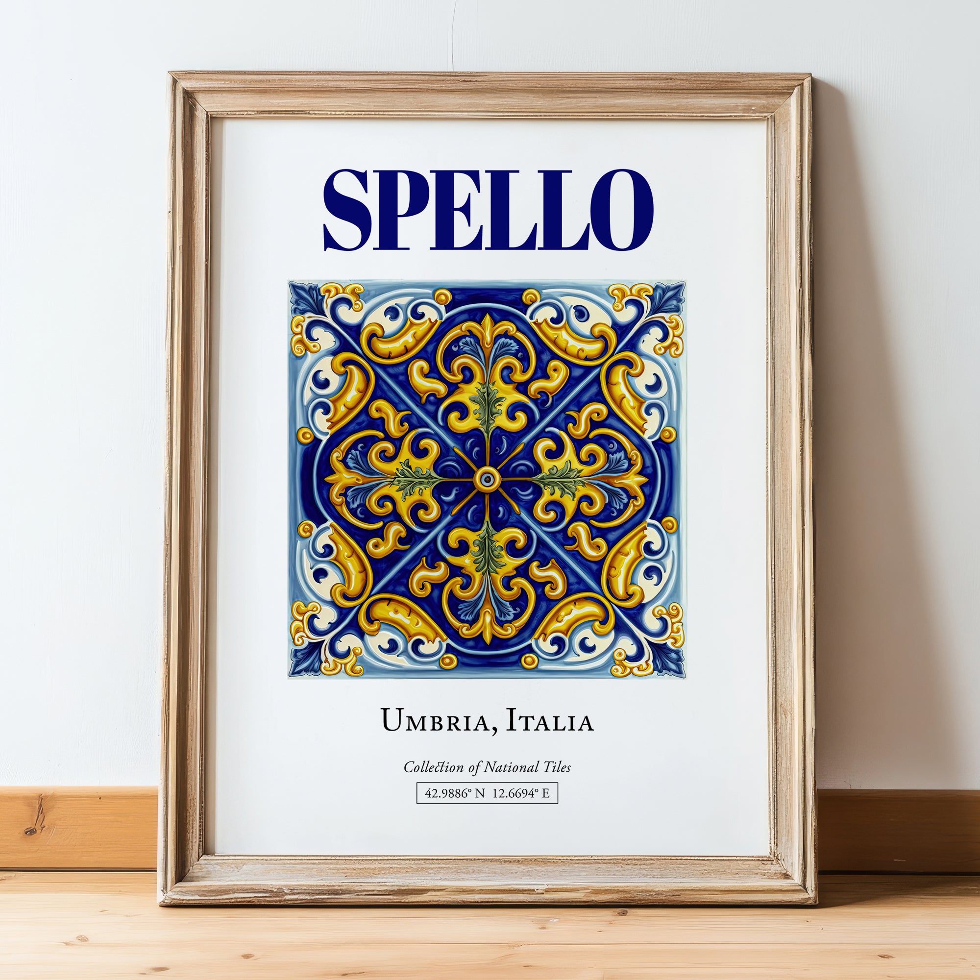 Spello, Italy – Country Culture Poster, in wooden frame leaning on the floor