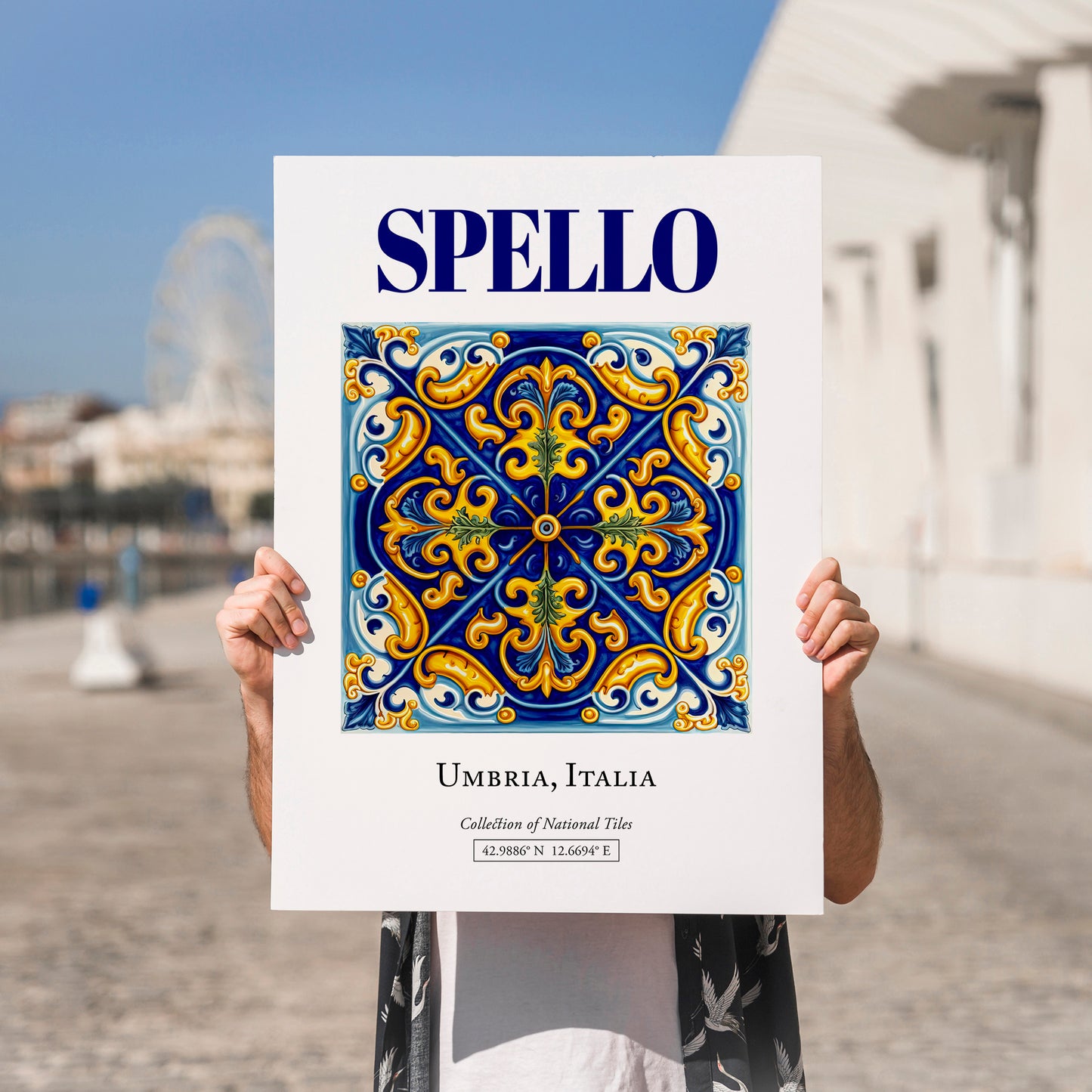 Spello, Italy – Country Culture Poster, no-text version framed in wood