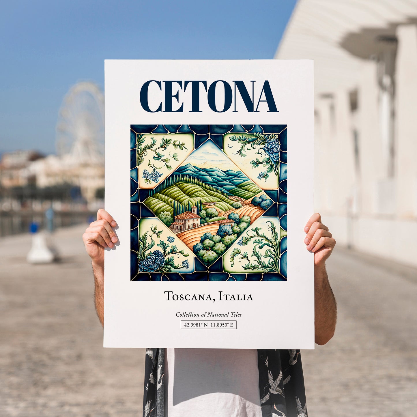 Cetona, Italy – Travel Print, no-text version framed in wood