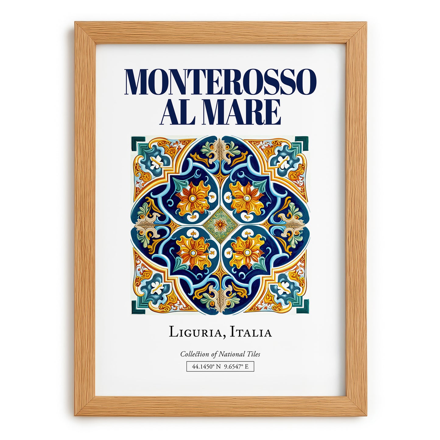 Monterosso al Mare, Italy – Travel Poster, set in oak frame
