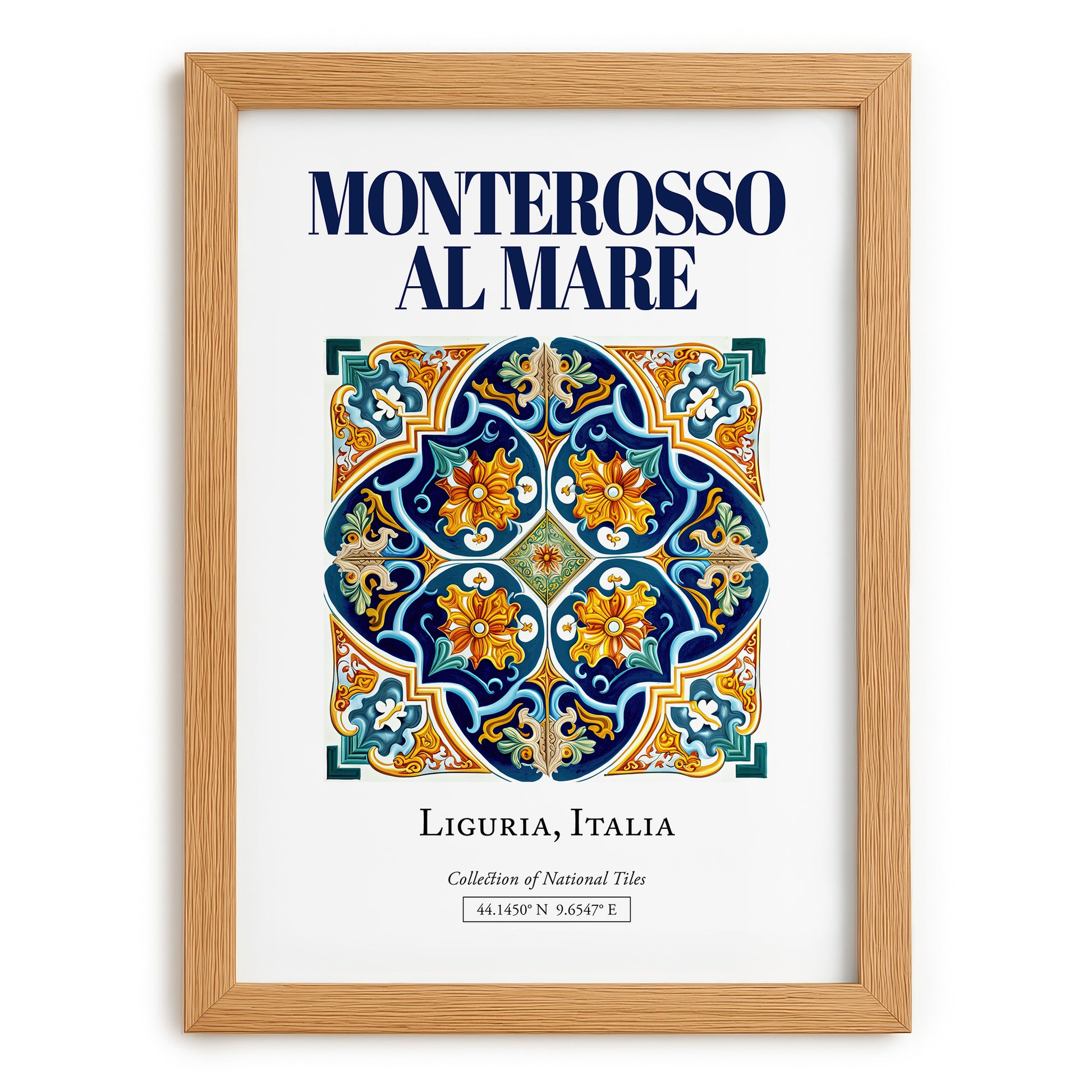 Monterosso al Mare, Italy – Travel Poster, set in oak frame