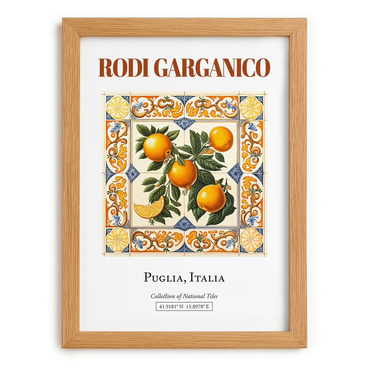 Rodi Garganico, Italy – Architectural Travel Art, set in oak frame
