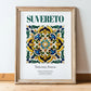Suvereto, Italy – Travel Poster, in wooden frame leaning on the floor