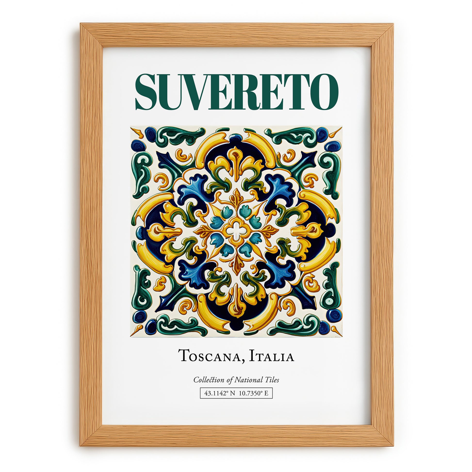 Suvereto, Italy – Travel Poster, set in oak frame