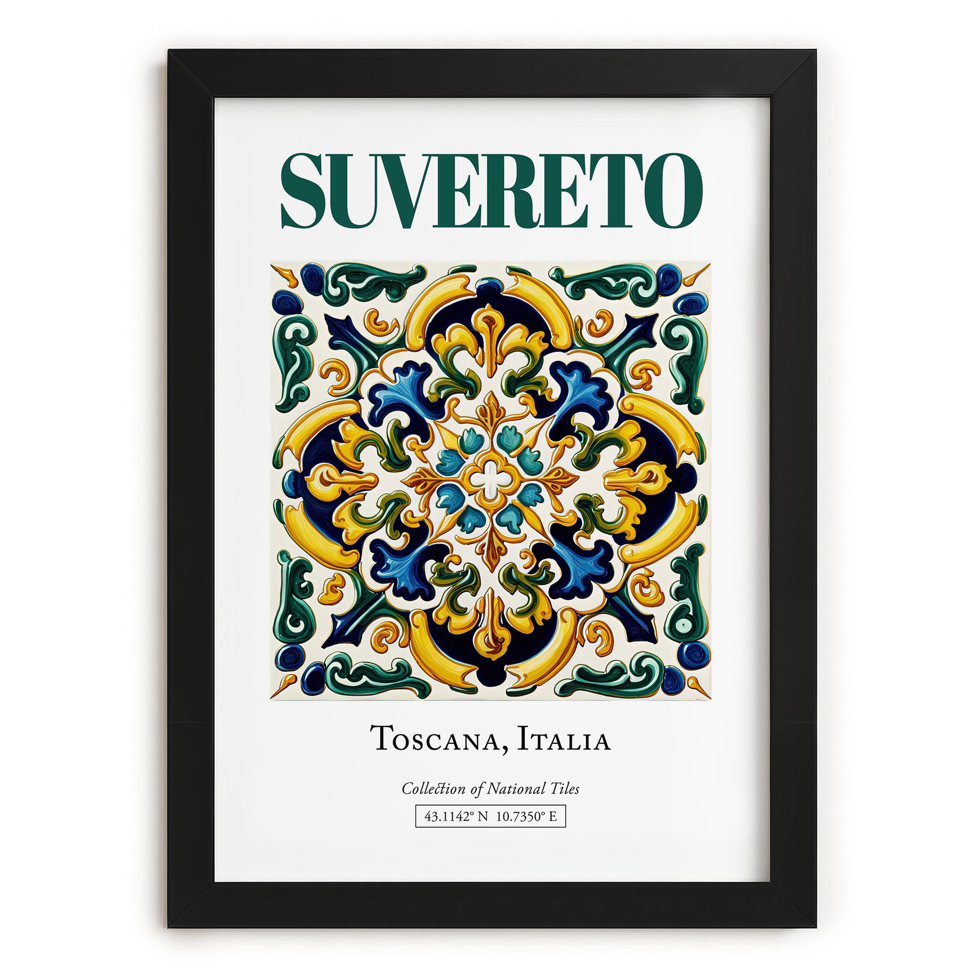 Suvereto, Italy – Travel Poster, in sleek black frame