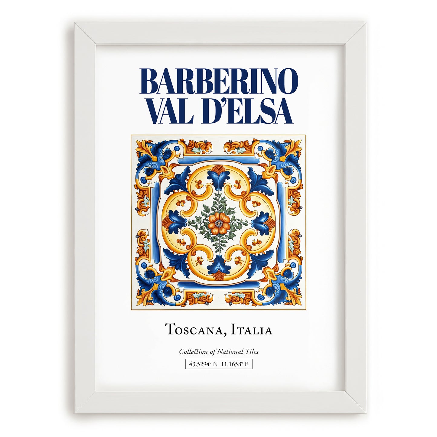 Barberino Val d'Elsa, Italy – Travel Wall Decor, placed in minimal white frame