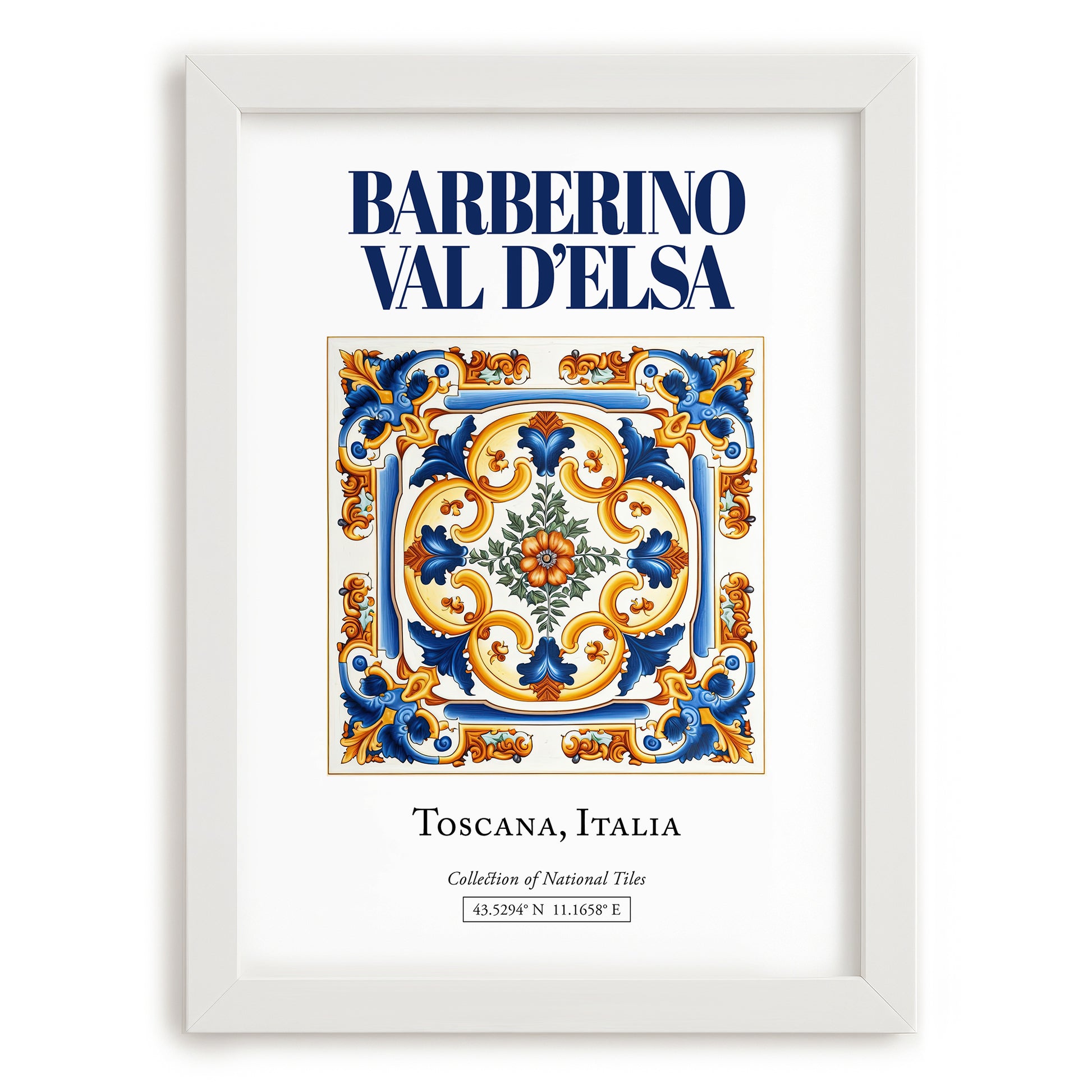 Barberino Val d'Elsa, Italy – Travel Wall Decor, placed in minimal white frame