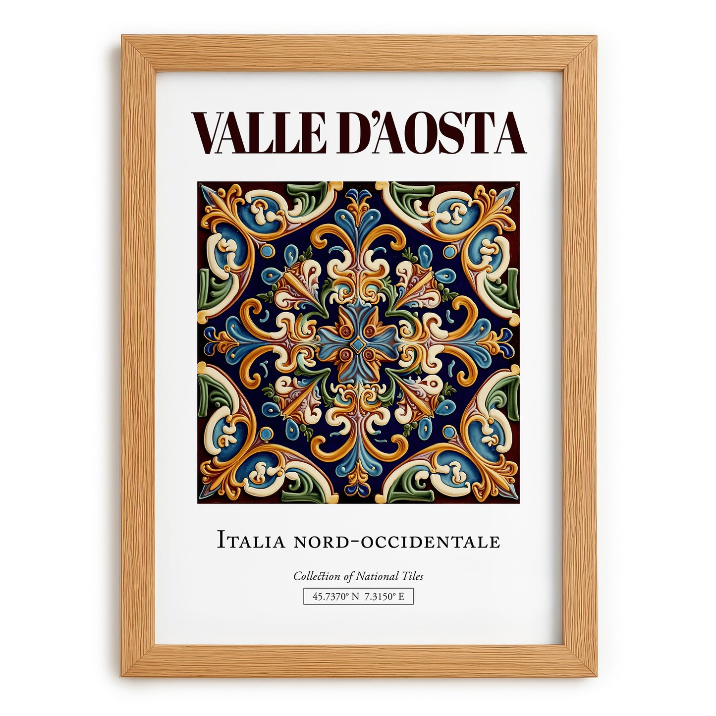 Valle d'Aosta, Italy – Travel Poster, set in oak frame
