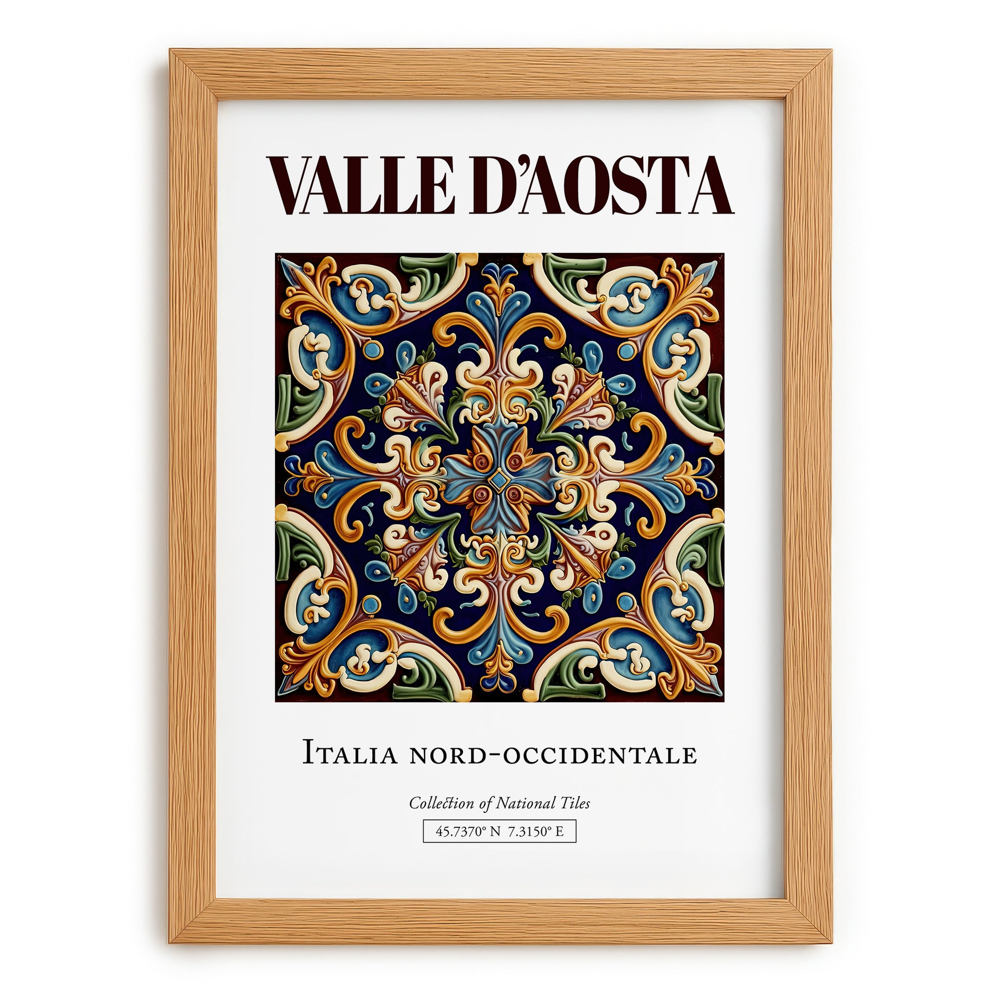 Valle d'Aosta, Italy – Travel Poster, set in oak frame