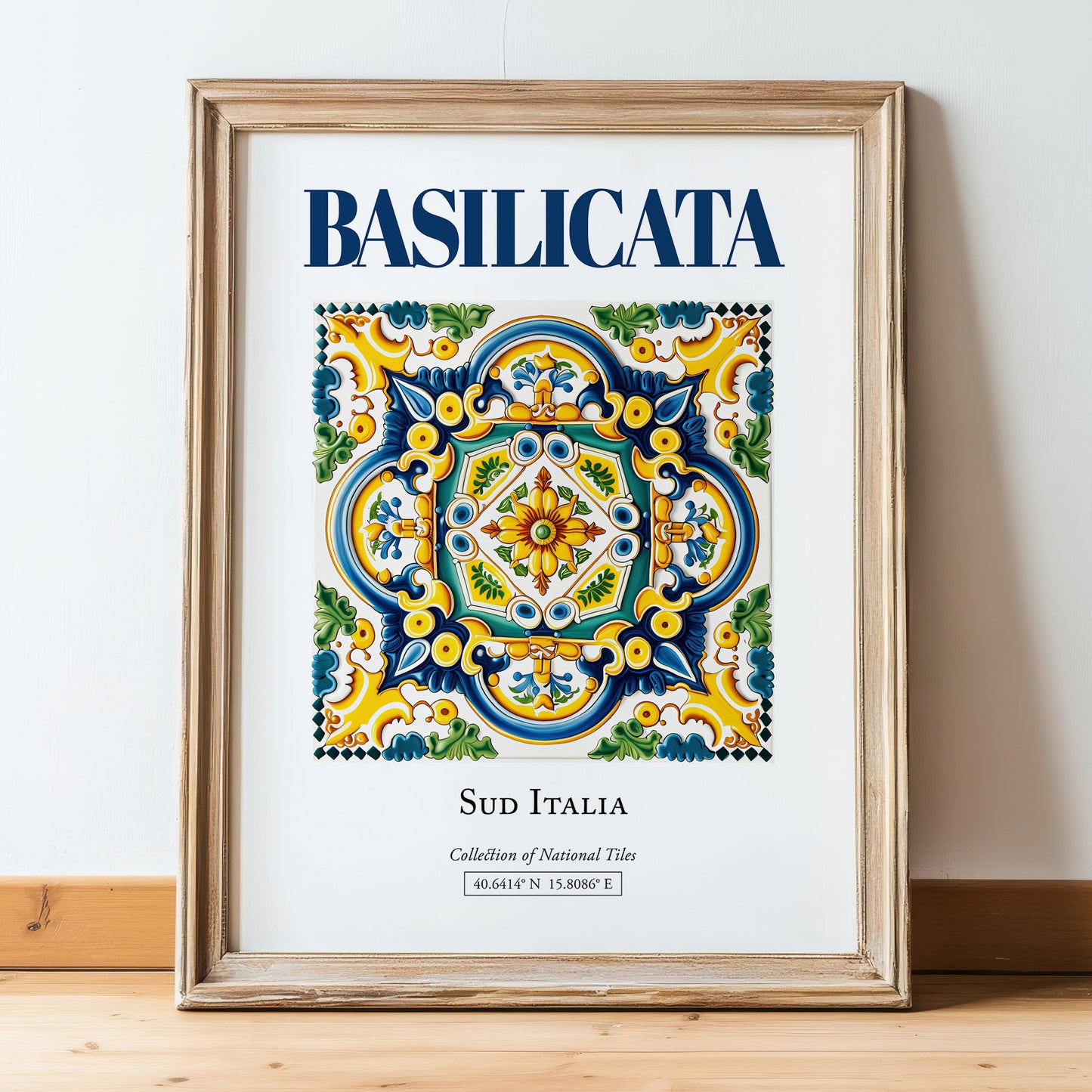 Basilicata, Italy – Travel Wall Decor, in wooden frame leaning on the floor