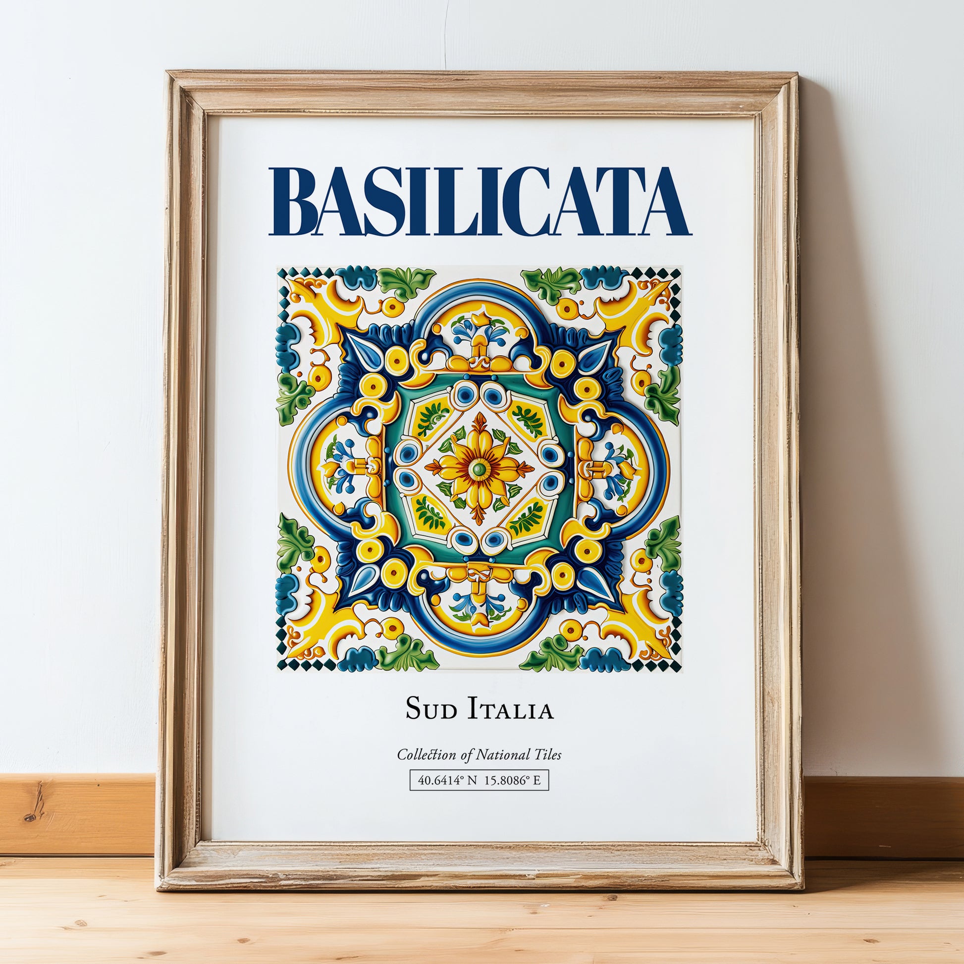 Basilicata, Italy – Travel Wall Decor, in wooden frame leaning on the floor