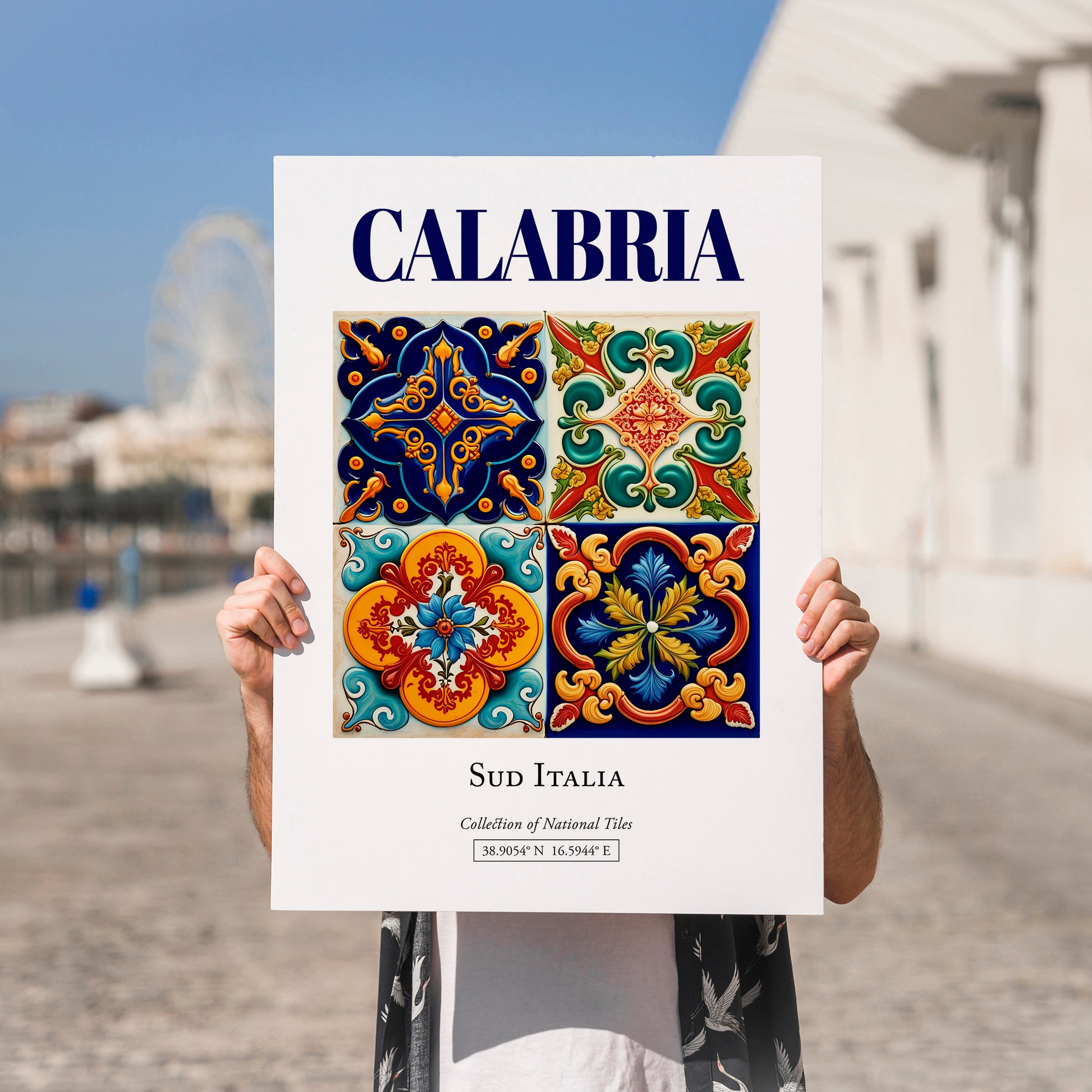 Calabria, Italy – Travel Print, no-text version framed in wood