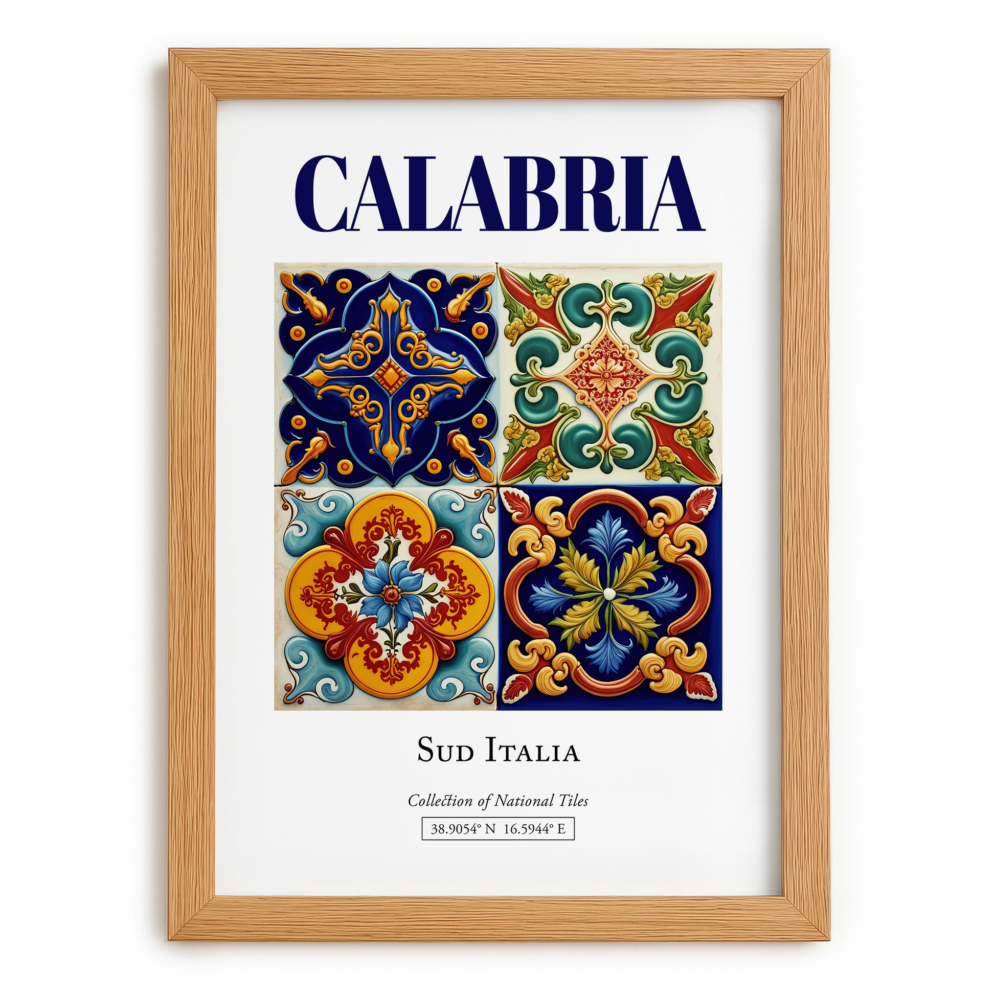 Calabria, Italy – Travel Print, set in oak frame