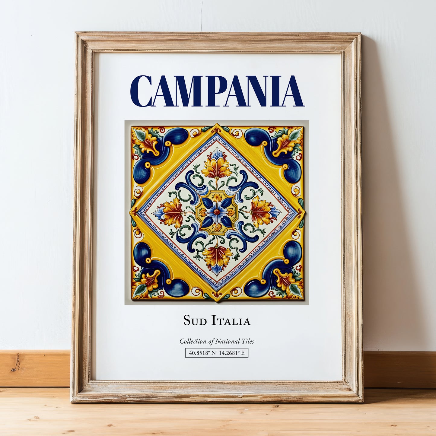 Campania, Italy – Global Cities Wall Print, in wooden frame leaning on the floor