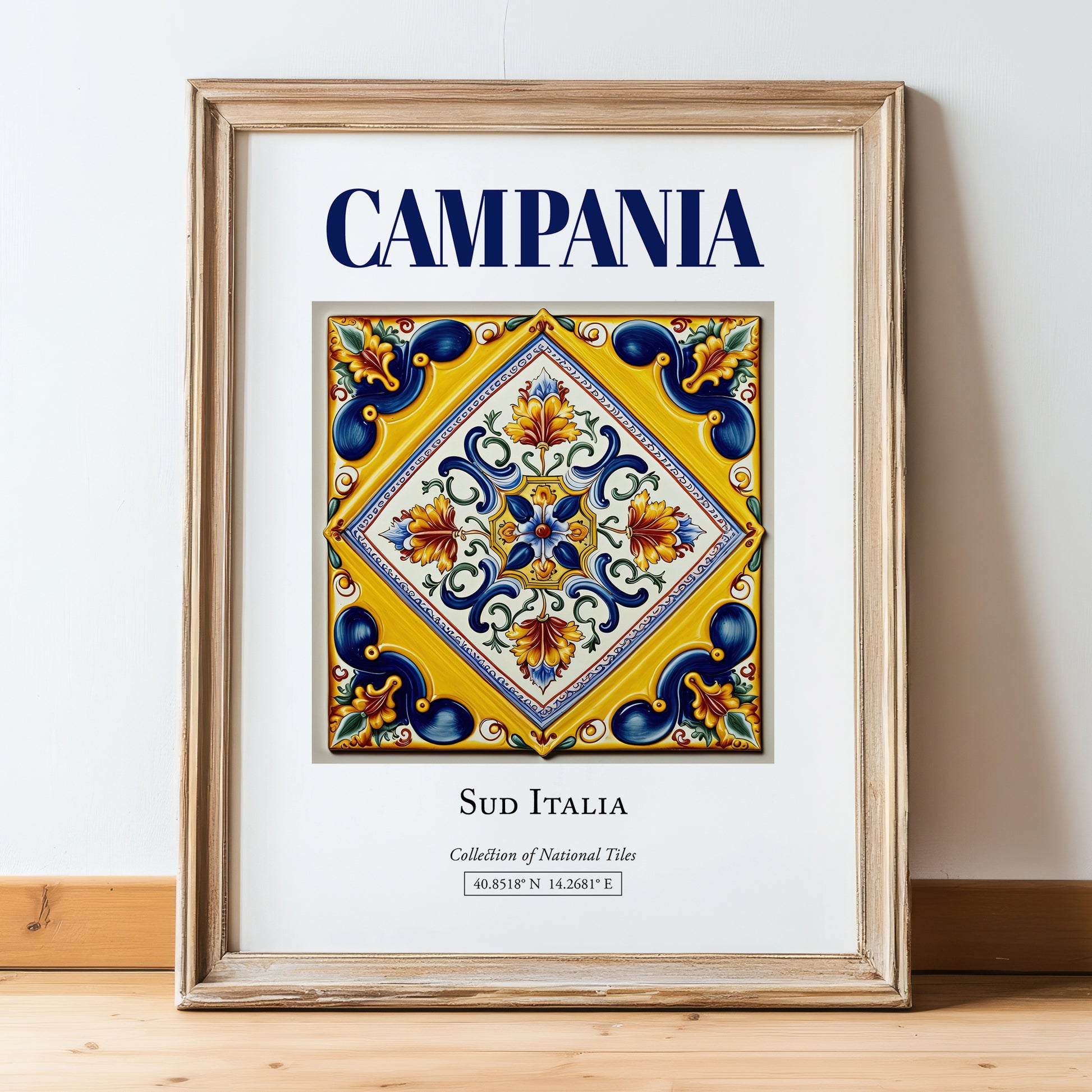 Campania, Italy – Global Cities Wall Print, in wooden frame leaning on the floor