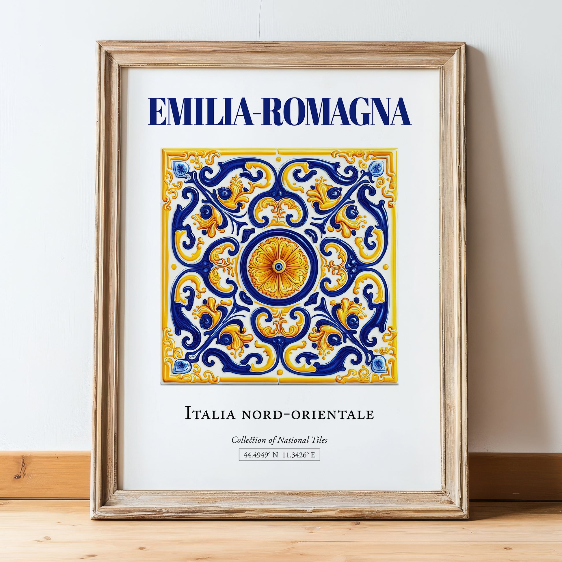 Emilia-Romagna, Italy – Travel Wall Art, in wooden frame leaning on the floor