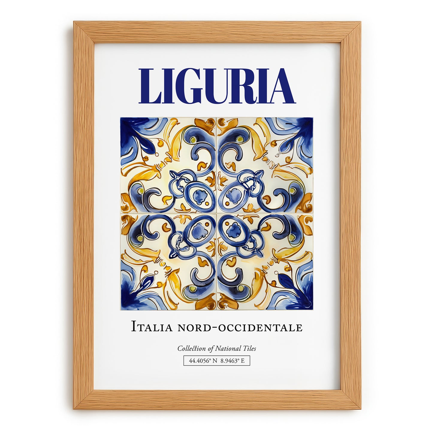 Liguria, Italy – Cityscape Wall Art, set in oak frame