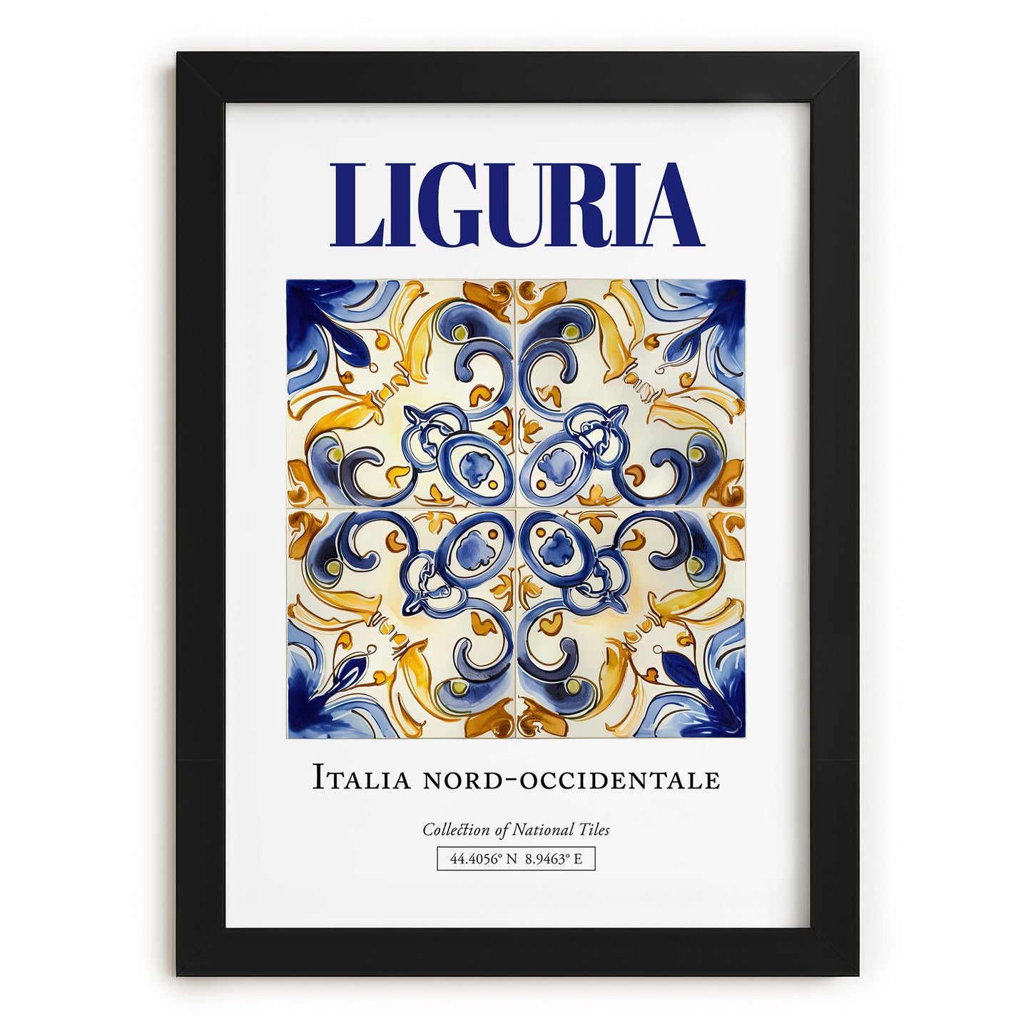 Liguria, Italy – Cityscape Wall Art, in sleek black frame