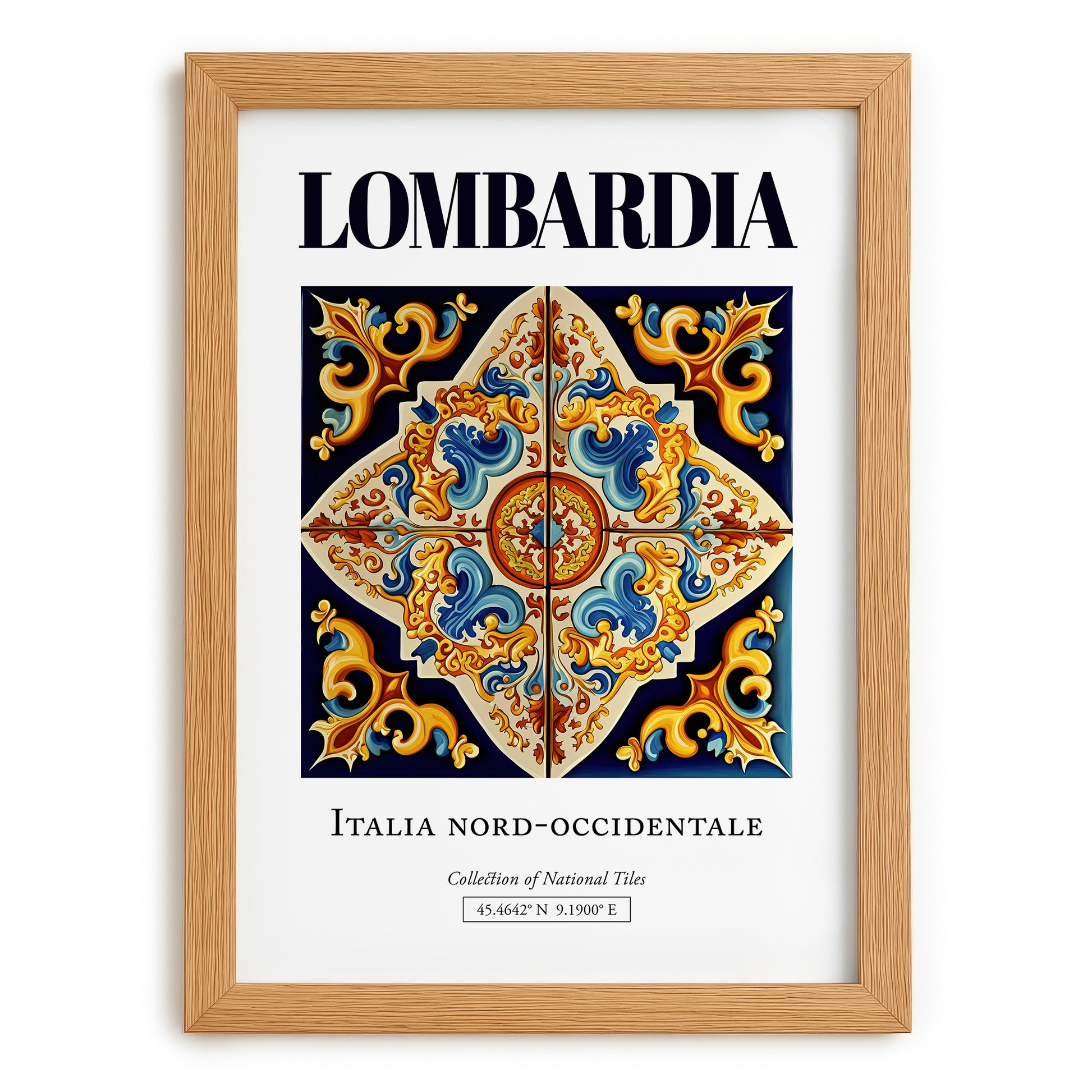 Lombardia (Lombardy), Italy – Travel Wall Art, set in oak frame