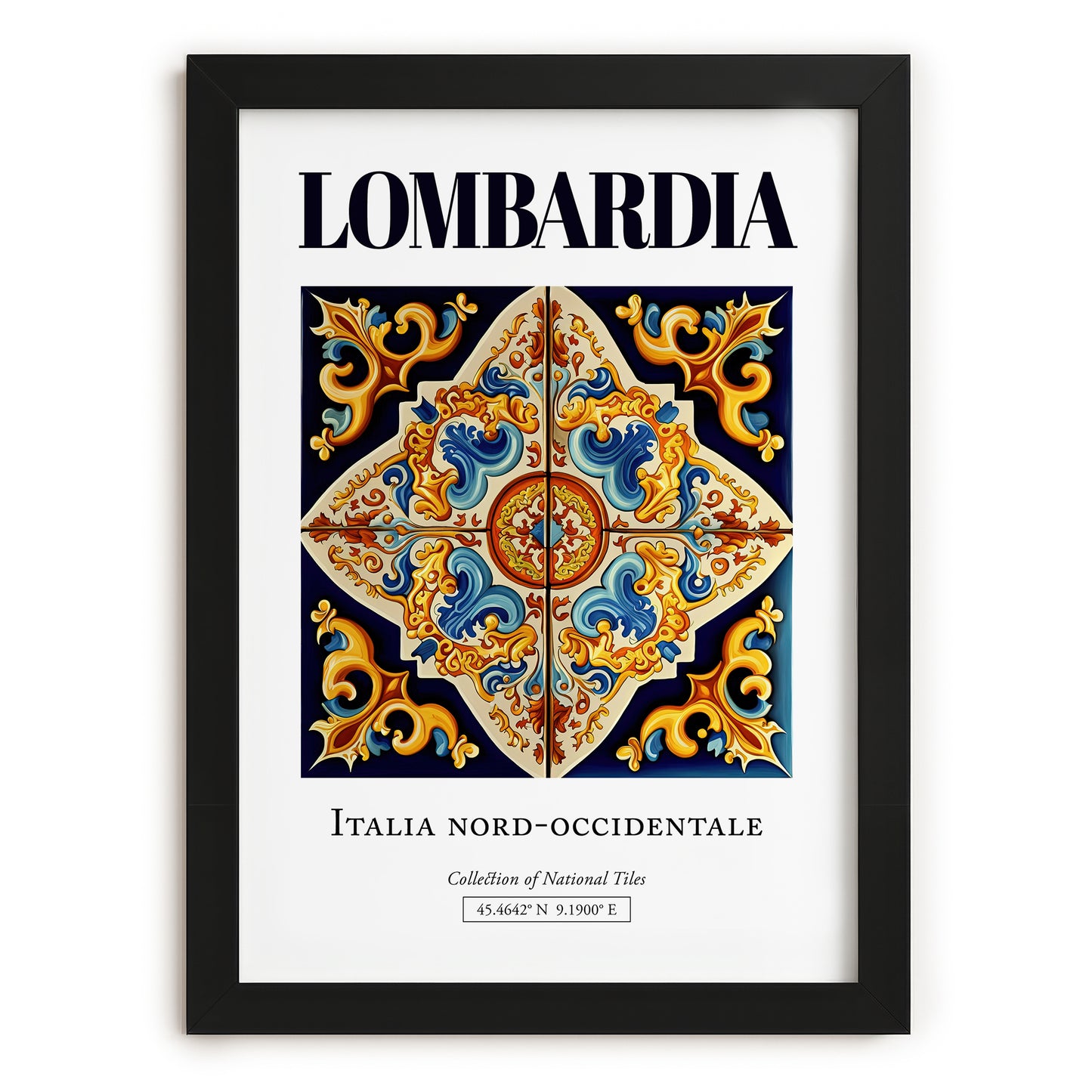 Lombardia (Lombardy), Italy – Travel Wall Art, in sleek black frame