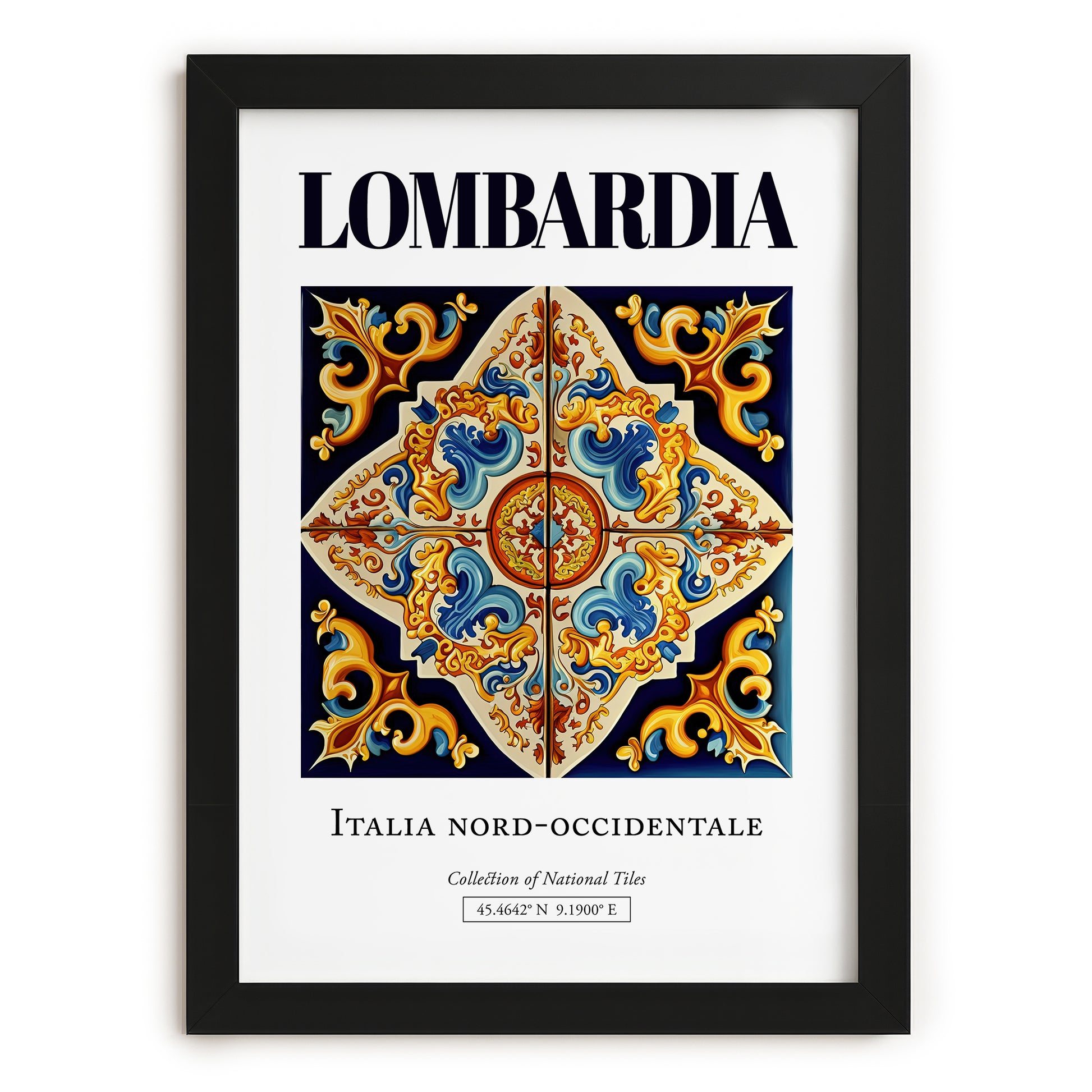 Lombardia (Lombardy), Italy – Travel Wall Art, in sleek black frame