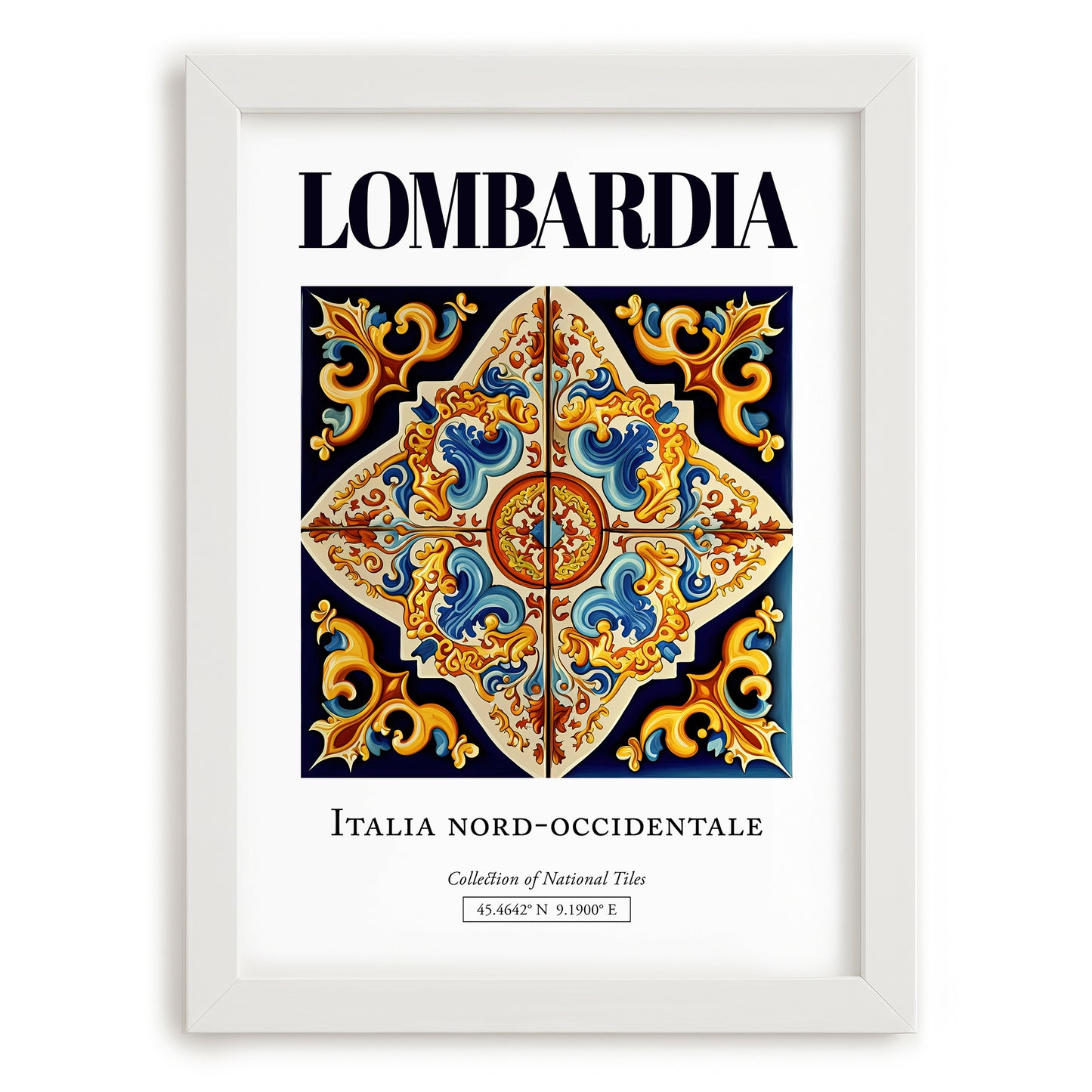 Lombardia (Lombardy), Italy – Travel Wall Art, placed in minimal white frame