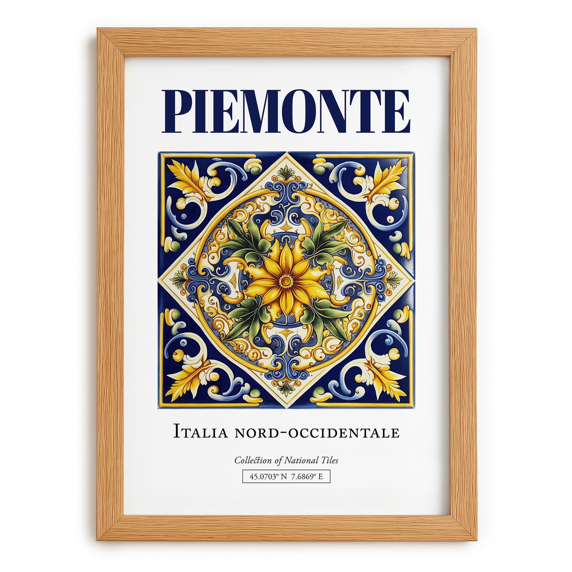 Piemonte (Piedmont), Italy – Travel Wall Decor, set in oak frame