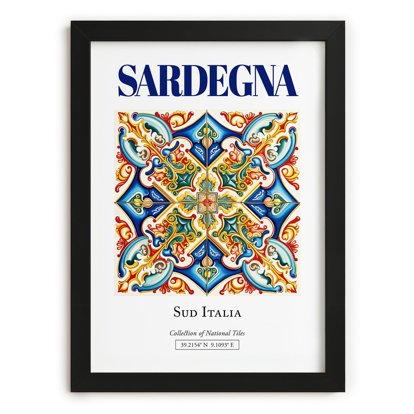 Sardegna (Sardinia), Italy – Travel Print, in sleek black frame