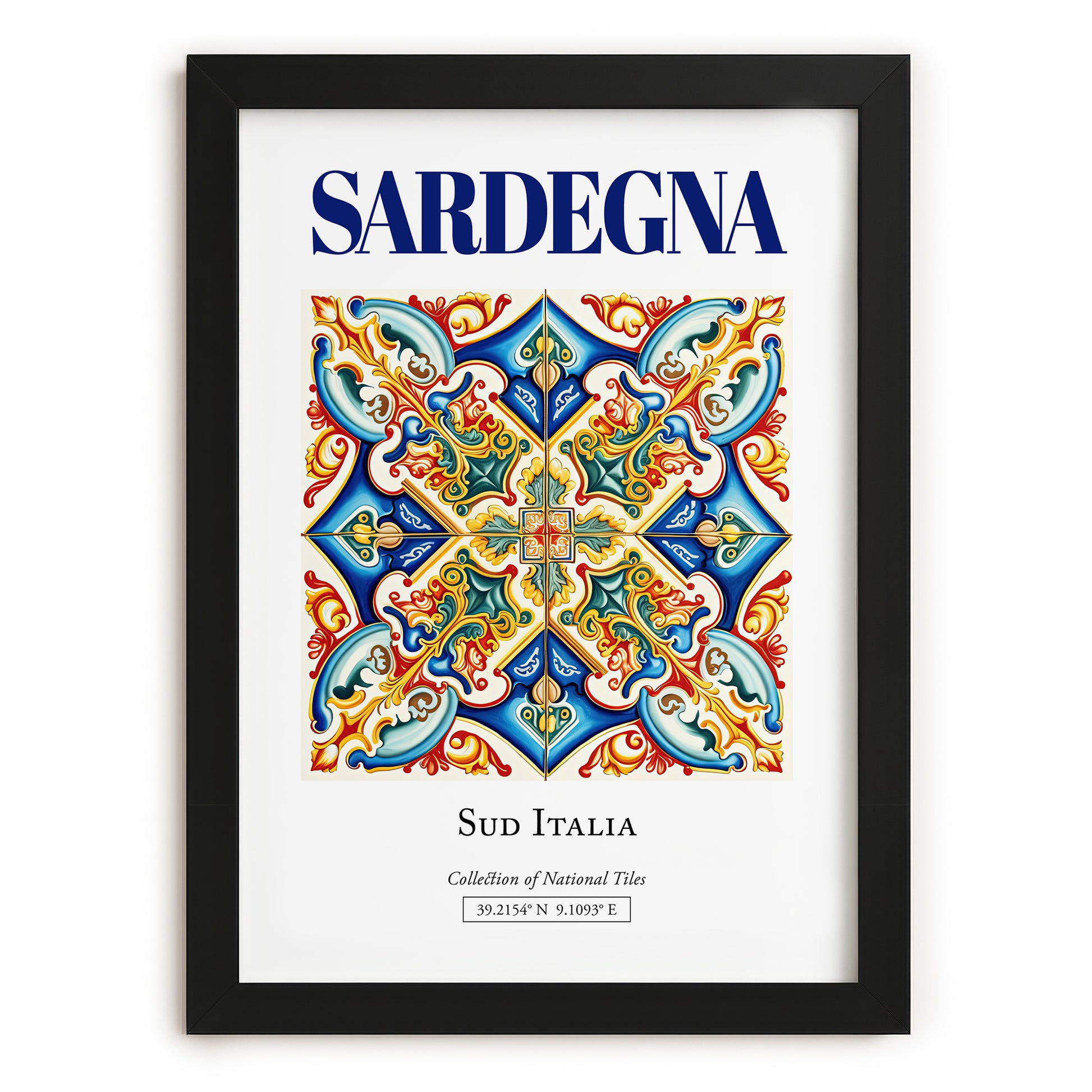 Sardegna (Sardinia), Italy – Travel Print, in sleek black frame