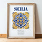 Sicilia (Sicily), Italy – Travel Wall Art, in wooden frame leaning on the floor