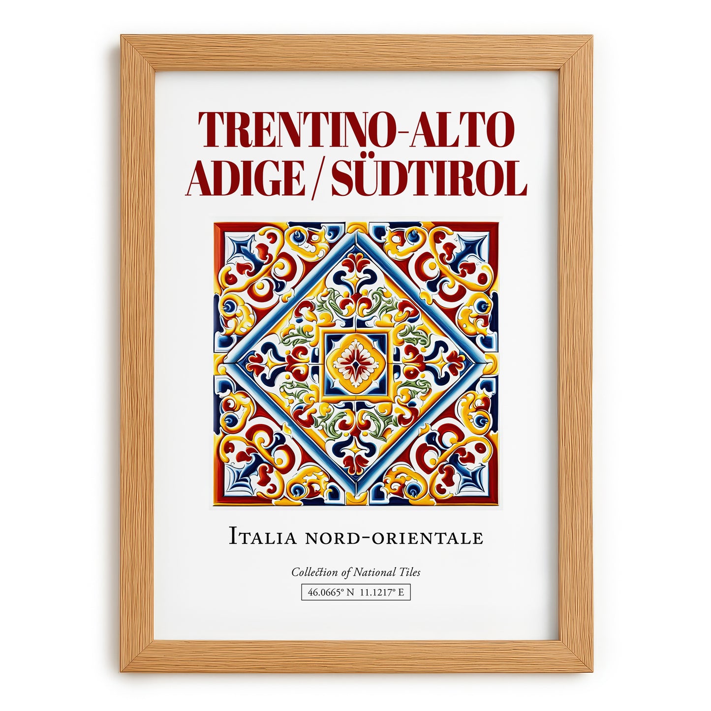 Trentino-Alto Adige/Südtirol, Italy – Travel Print, set in oak frame