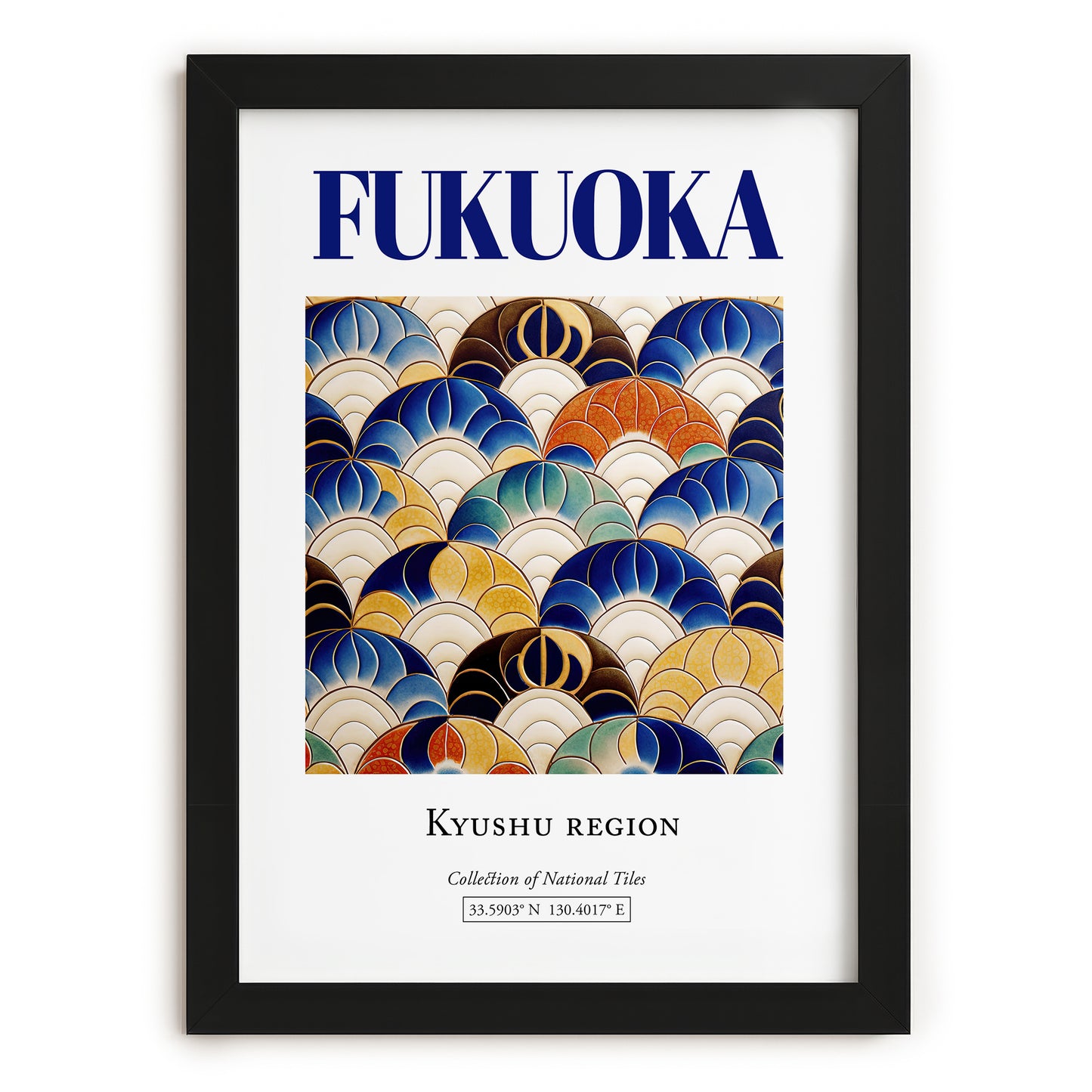 Fukuoka, Japan – Travel Poster, in sleek black frame