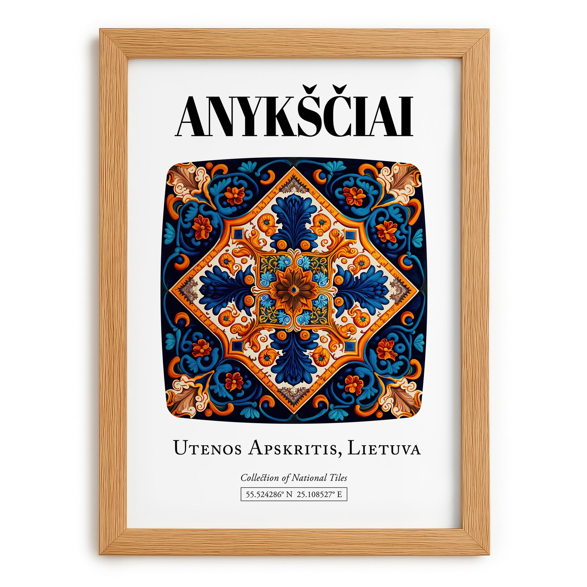 Anykščiai, Lithuania – Away From Home Poster, set in oak frame