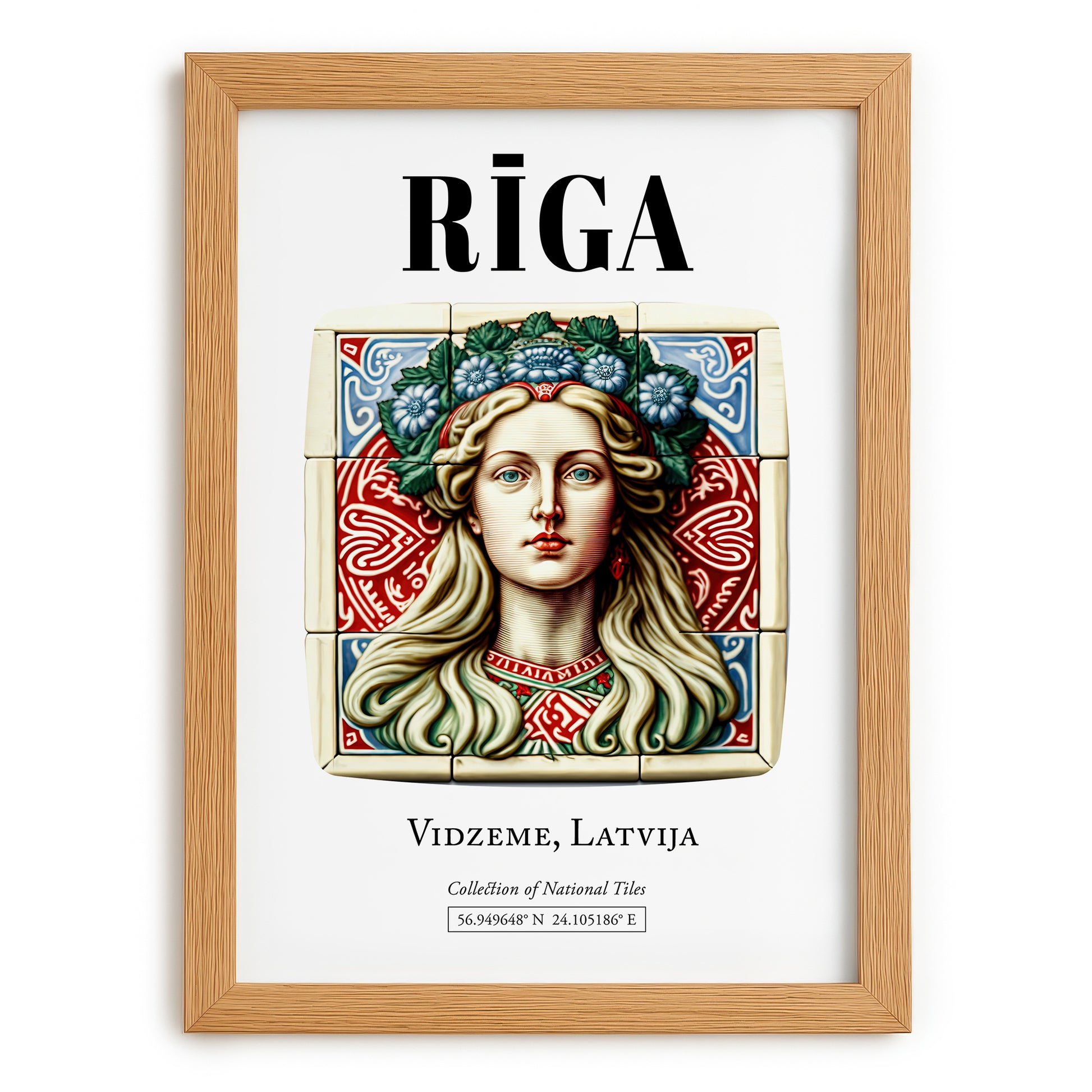 Riga, Latvia – Global Wall Art, set in oak frame