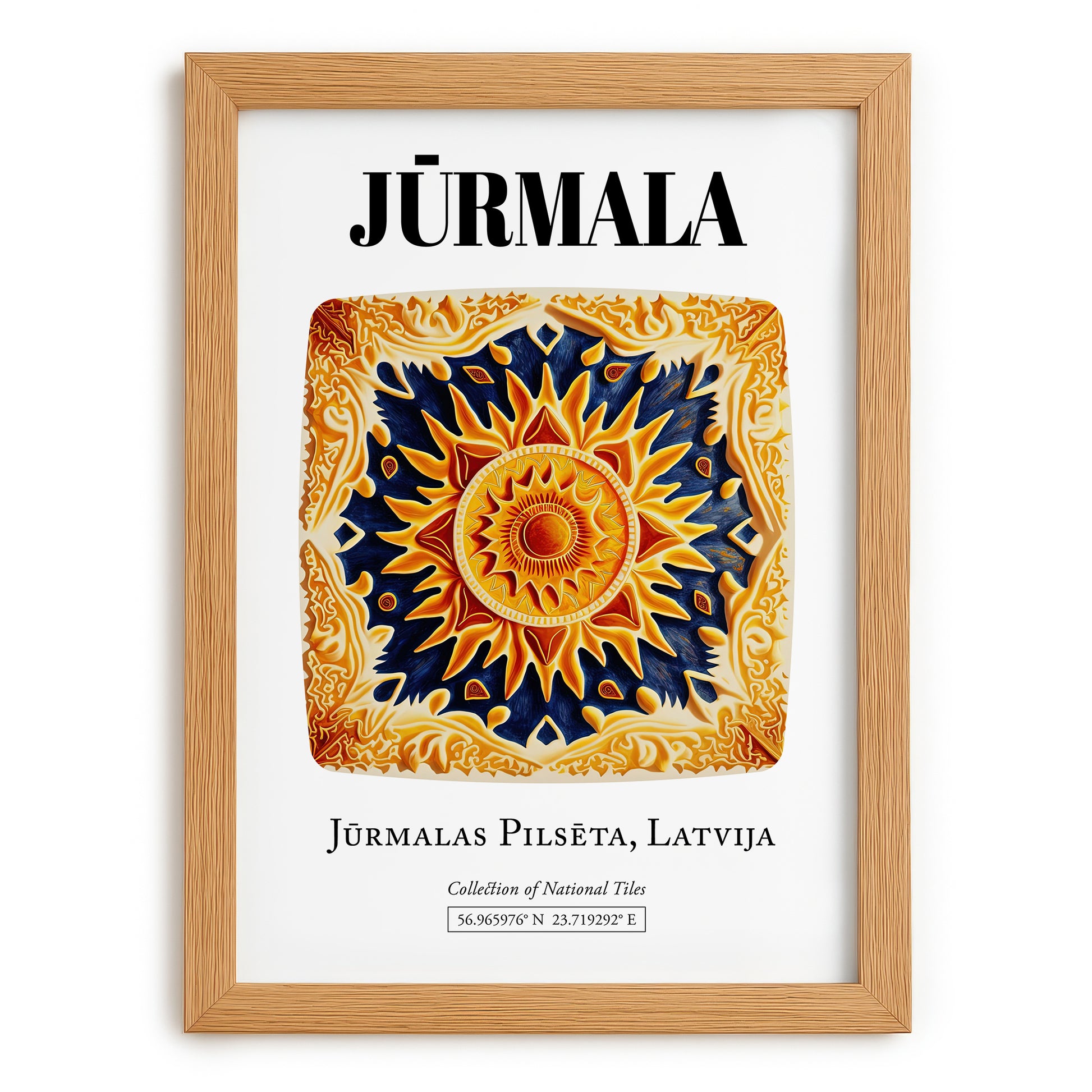 Jūrmala, Latvia – Travel Print, set in oak frame