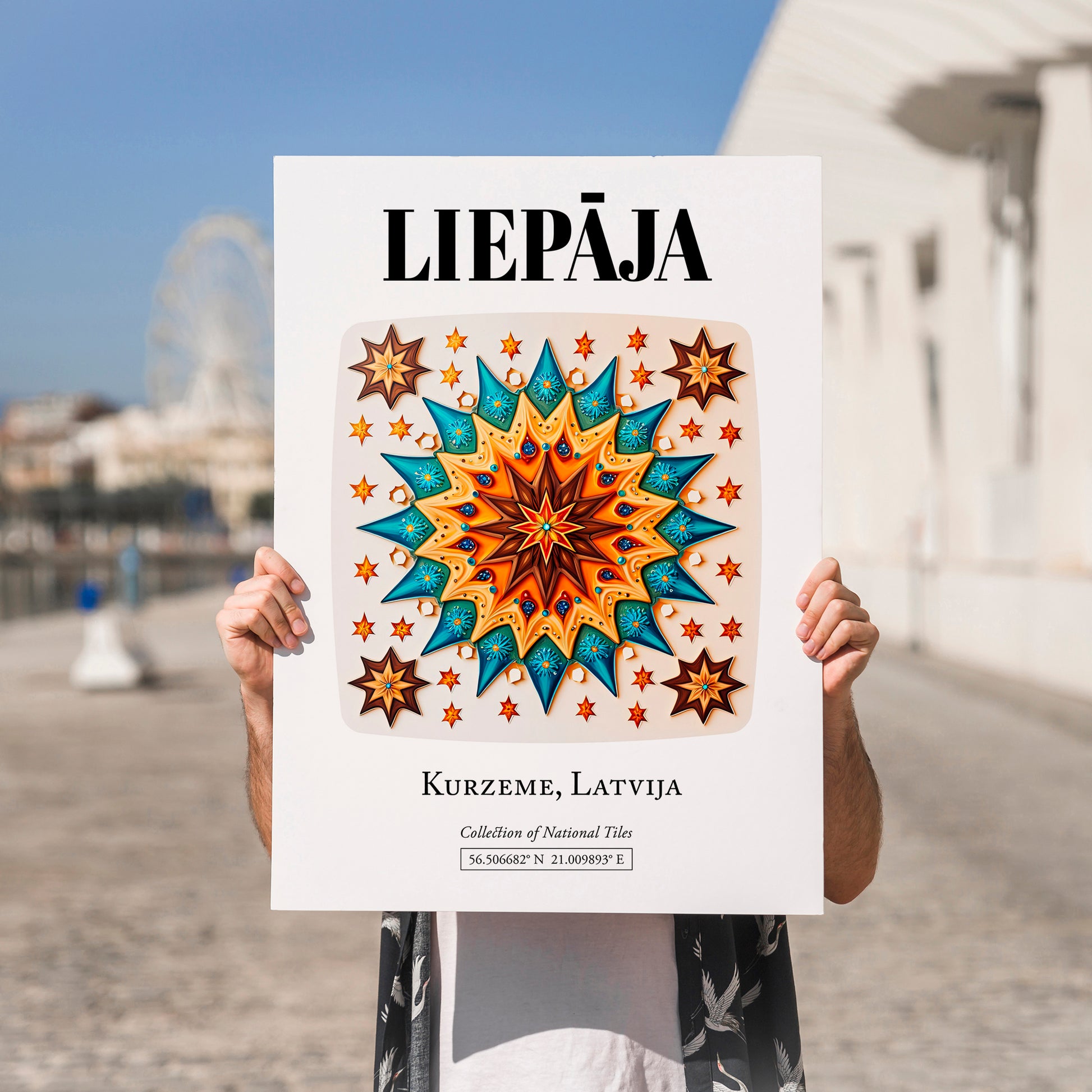 Liepāja, Latvia – National Pride Wall Decor, no-text version framed in wood