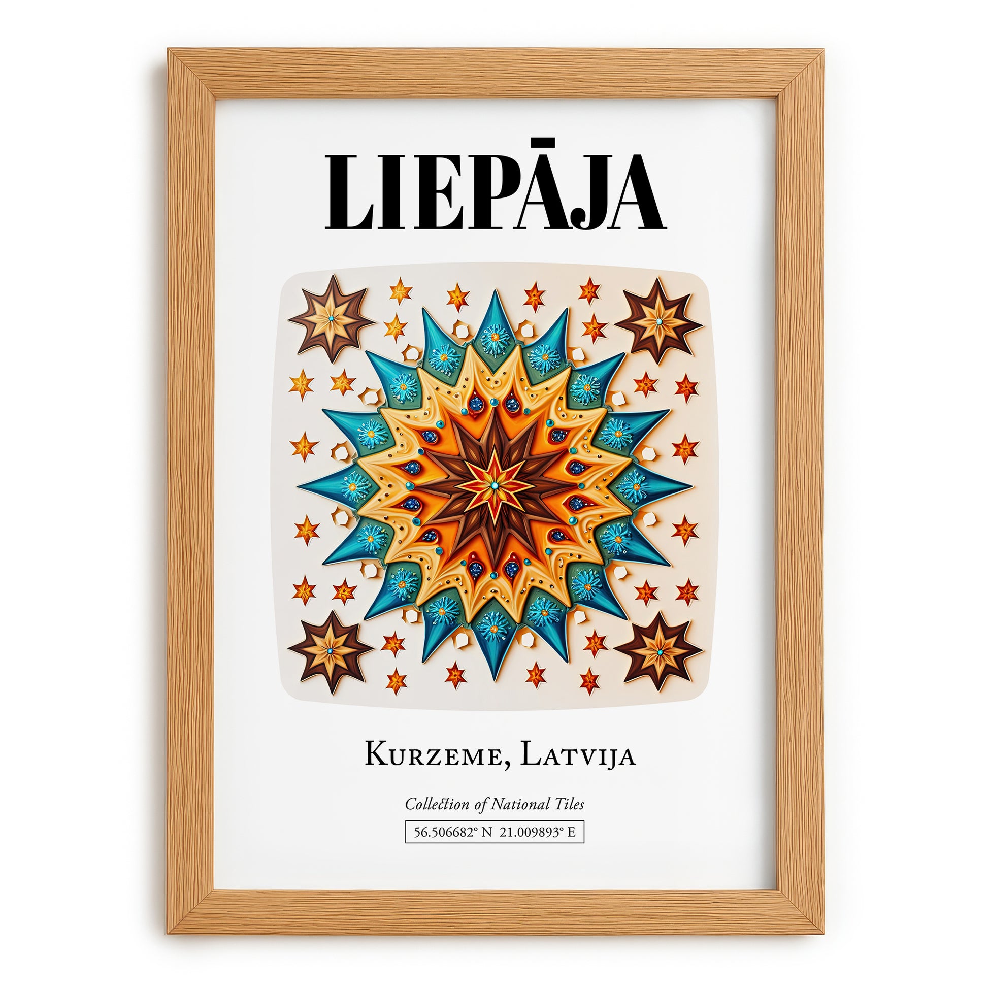 Liepāja, Latvia – National Pride Wall Decor, set in oak frame