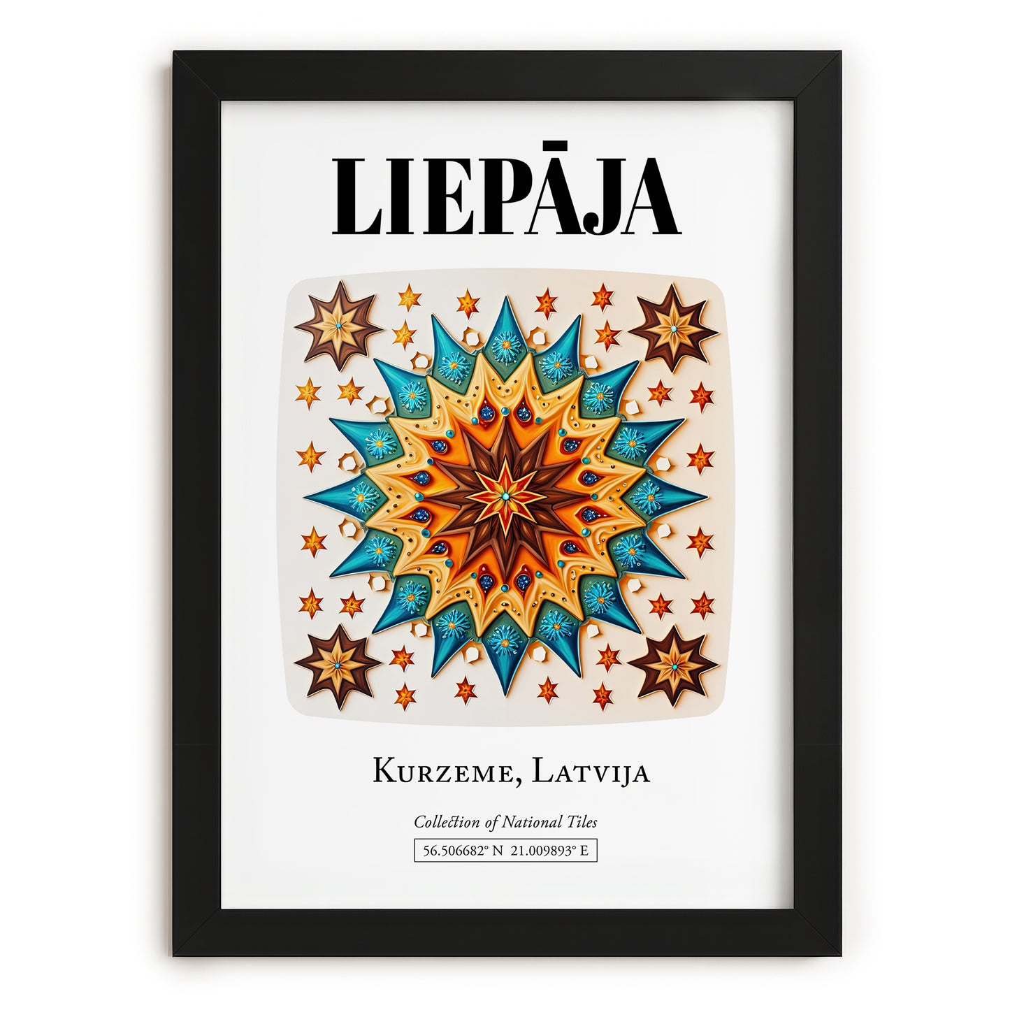 Liepāja, Latvia – National Pride Wall Decor, in sleek black frame