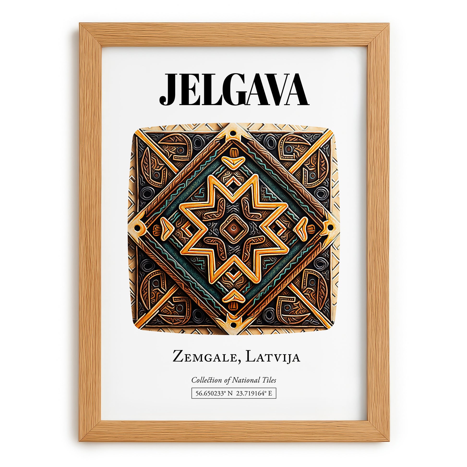 Jelgava, Latvia – Travel Wall Decor, set in oak frame