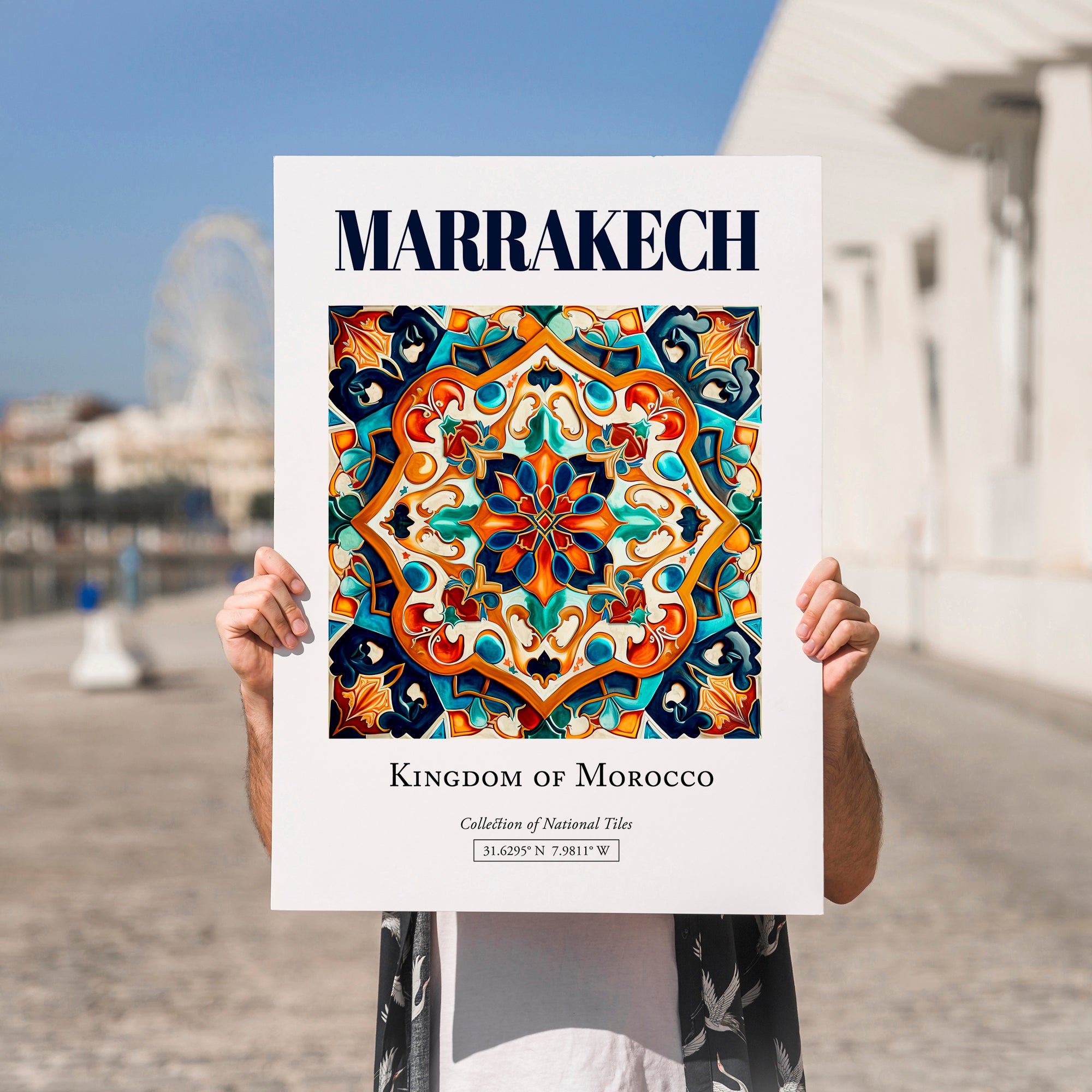 Marrakech, Morocco – Global Cities Wall Print, no-text version framed in wood