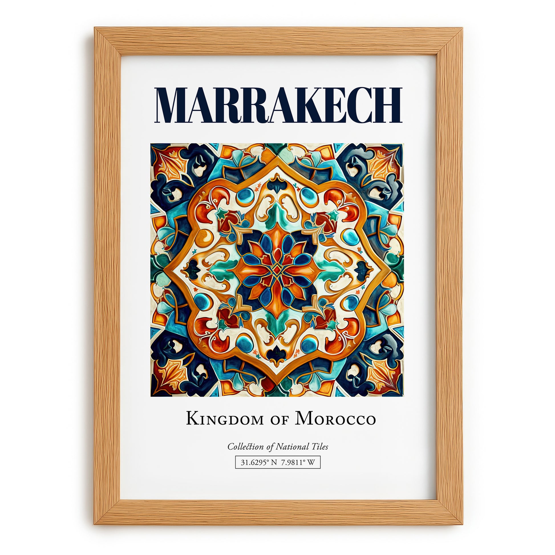 Marrakech, Morocco – Global Cities Wall Print, set in oak frame