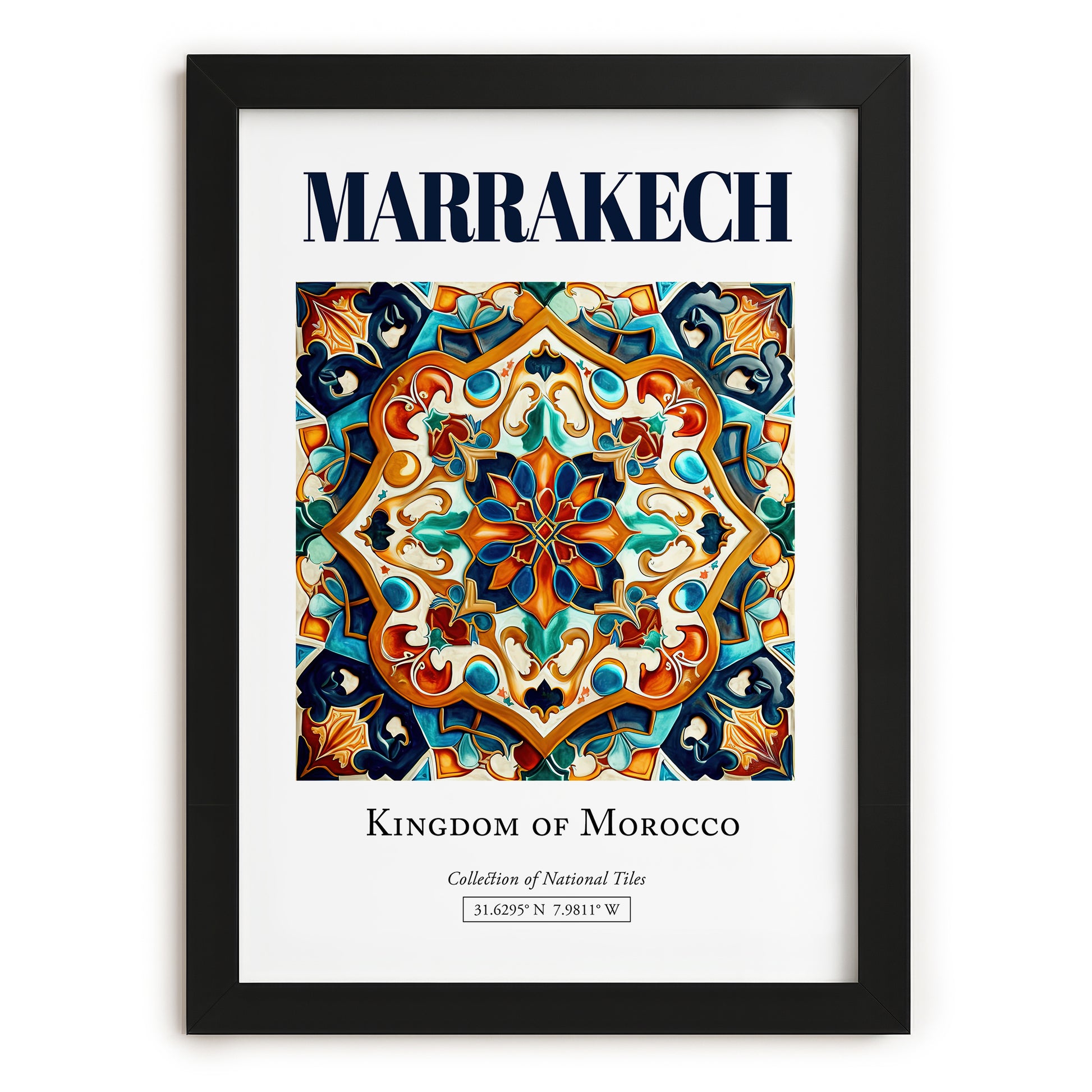 Marrakech, Morocco – Global Cities Wall Print, in sleek black frame