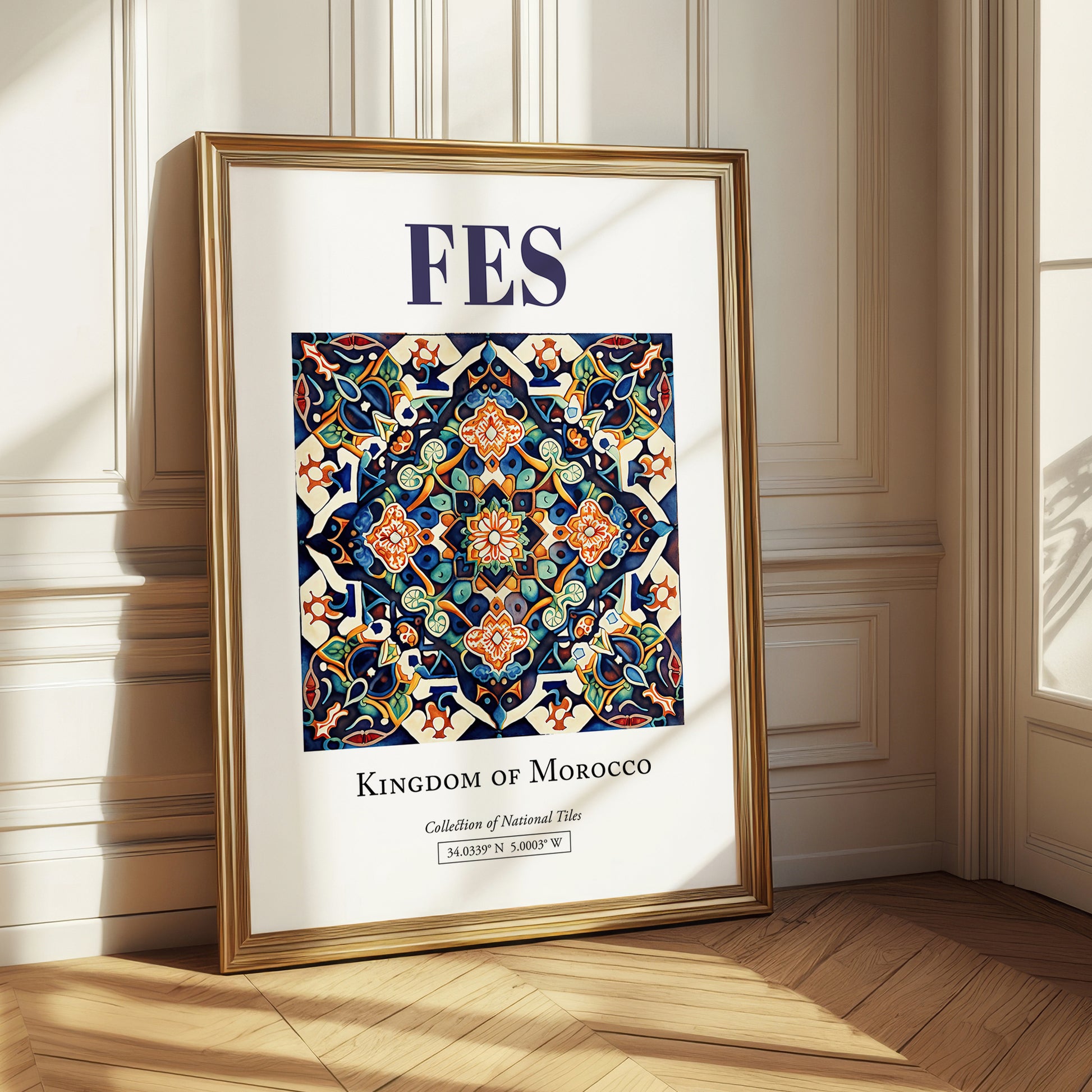 Fes, Morocco – Travel Poster, styled in a charming Paris street view