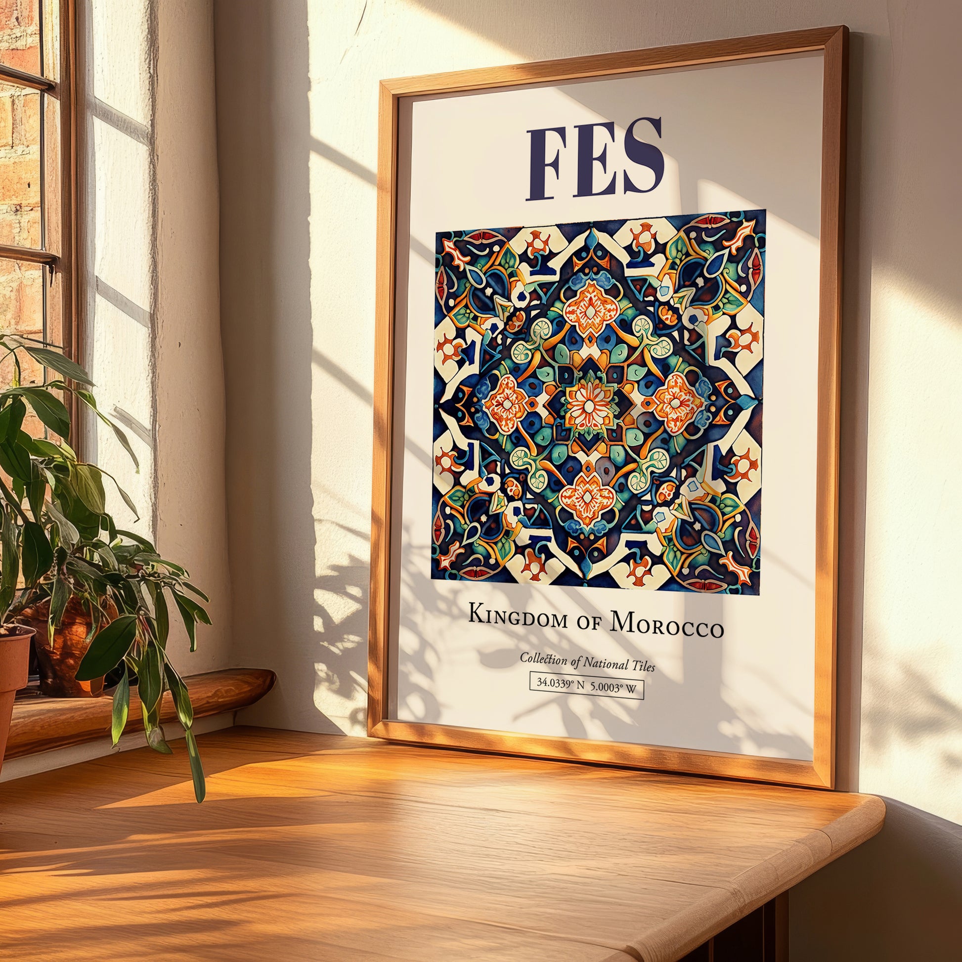 Fes, Morocco – Travel Poster, clean layout with no caption