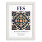 Fes, Morocco – Travel Poster, placed in minimal white frame