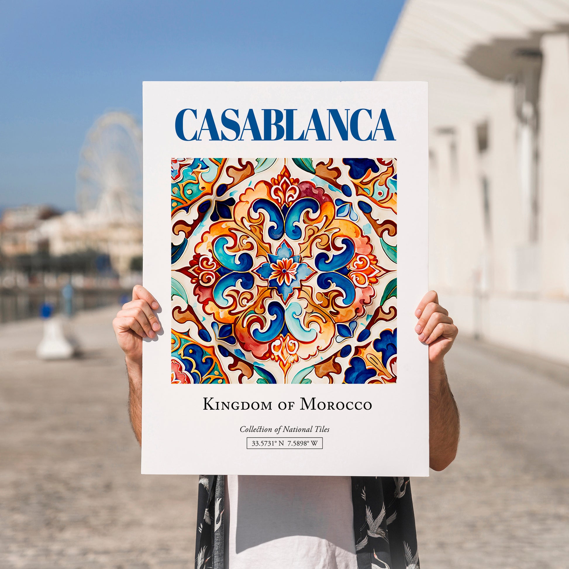 Casablanca, Morocco – Travel Wall Decor, no-text version framed in wood